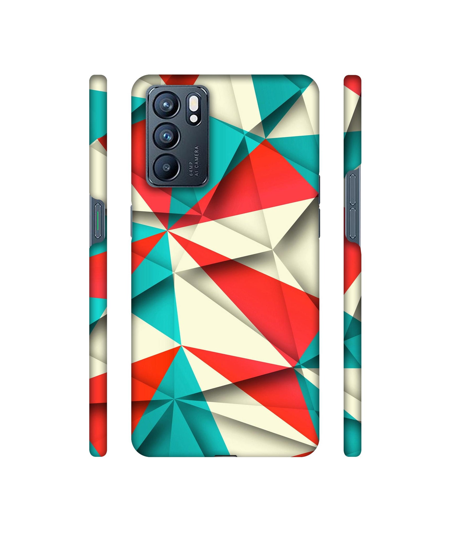 Red Blue White Pattern Designer Hard Back Cover for Oppo Reno6 5G
