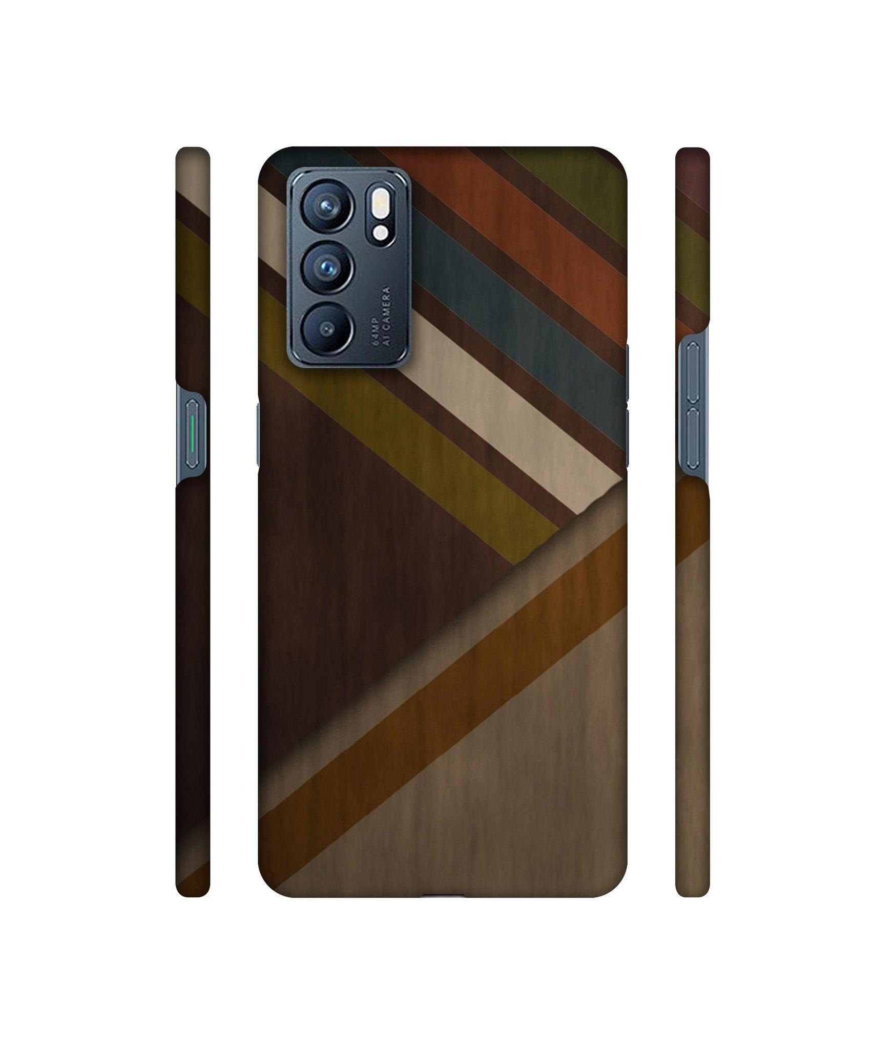 Colorful Wooden Pattern Designer Hard Back Cover for Oppo Reno6 5G