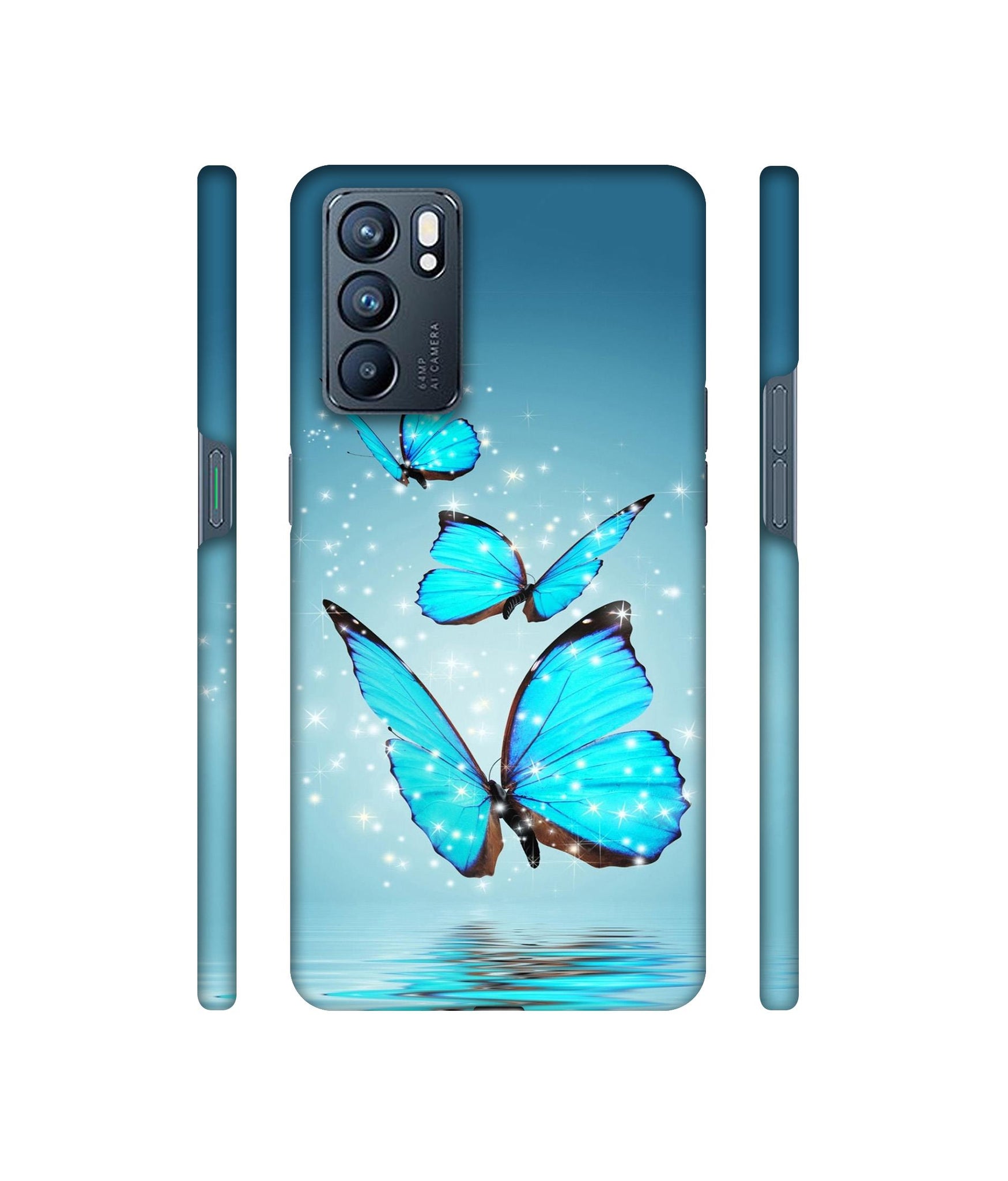 Flying Butterflies Designer Hard Back Cover for Oppo Reno6 5G
