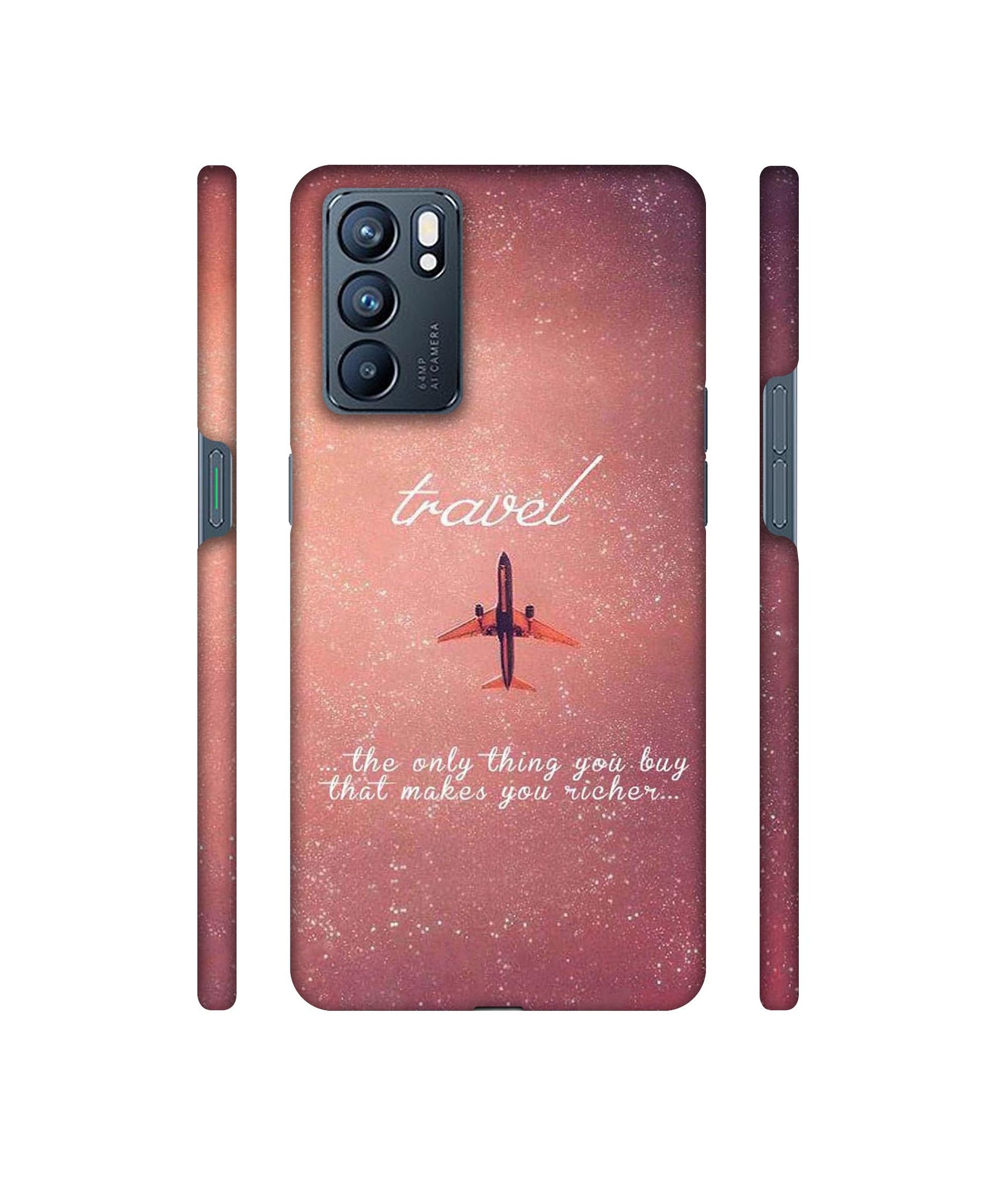 Travel with Plane Designer Hard Back Cover for Oppo Reno6 5G