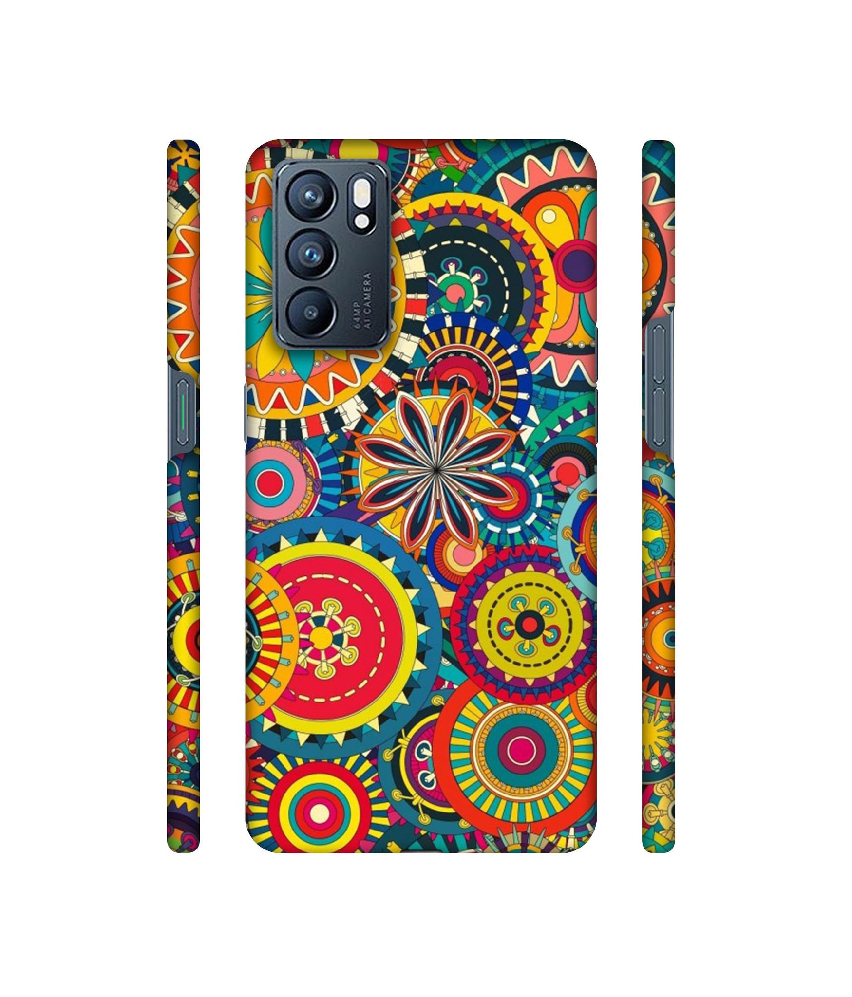 Ring Pattern Print Designer Hard Back Cover for Oppo Reno6 5G