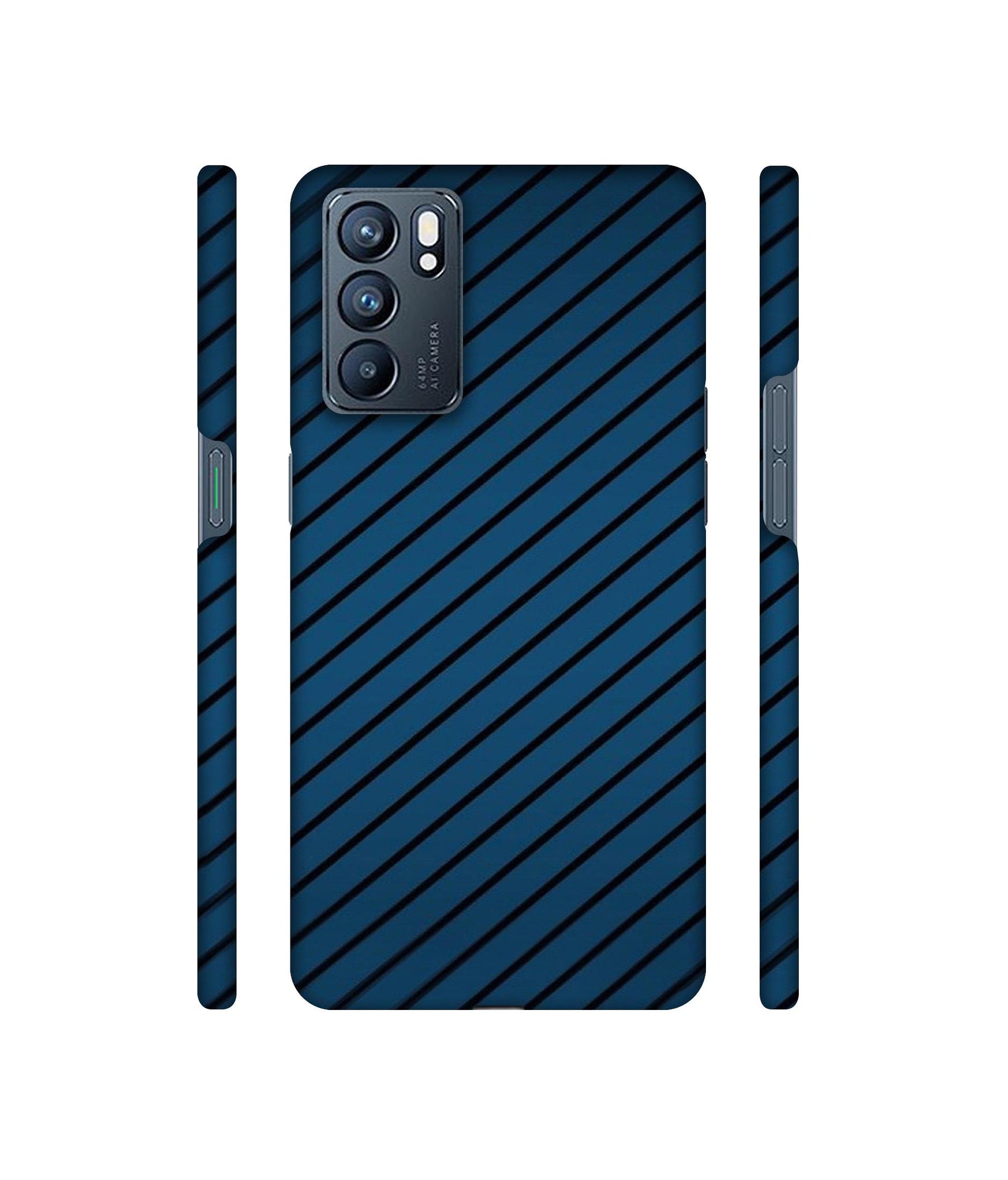 Blue Stripes Designer Hard Back Cover for Oppo Reno6 5G