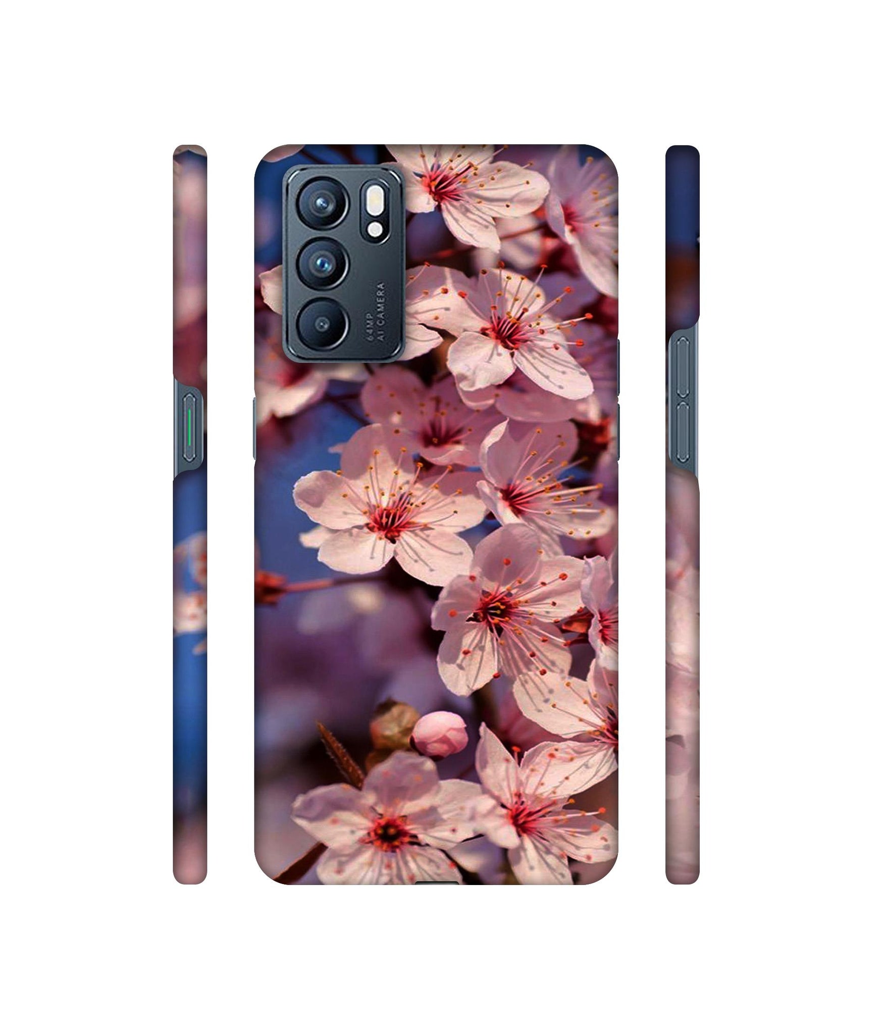 Pink Flowers Pattern Designer Hard Back Cover for Oppo Reno6 5G