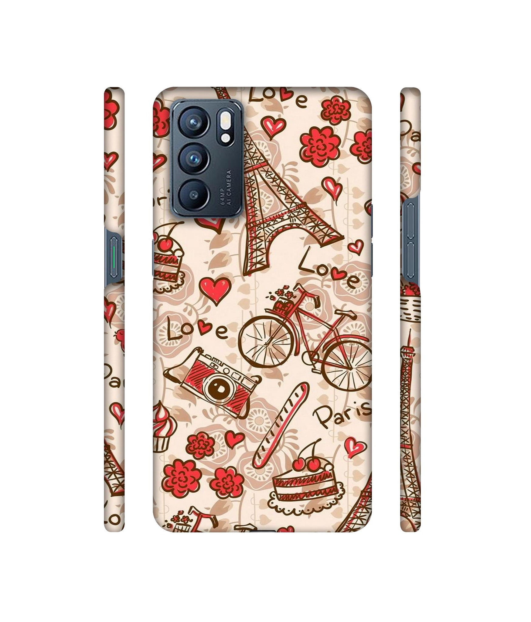 Vintage Paris Designer Hard Back Cover for Oppo Reno6 5G