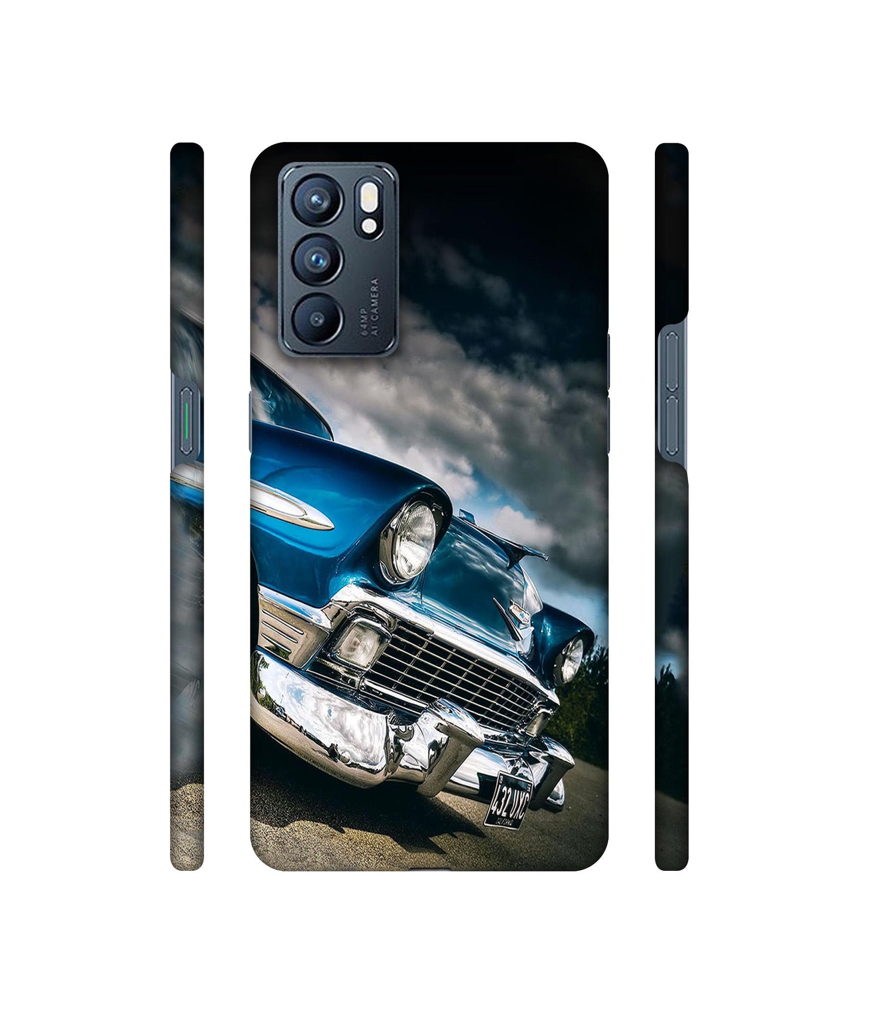 Vintage Car Pattern Designer Hard Back Cover for Oppo Reno6 5G