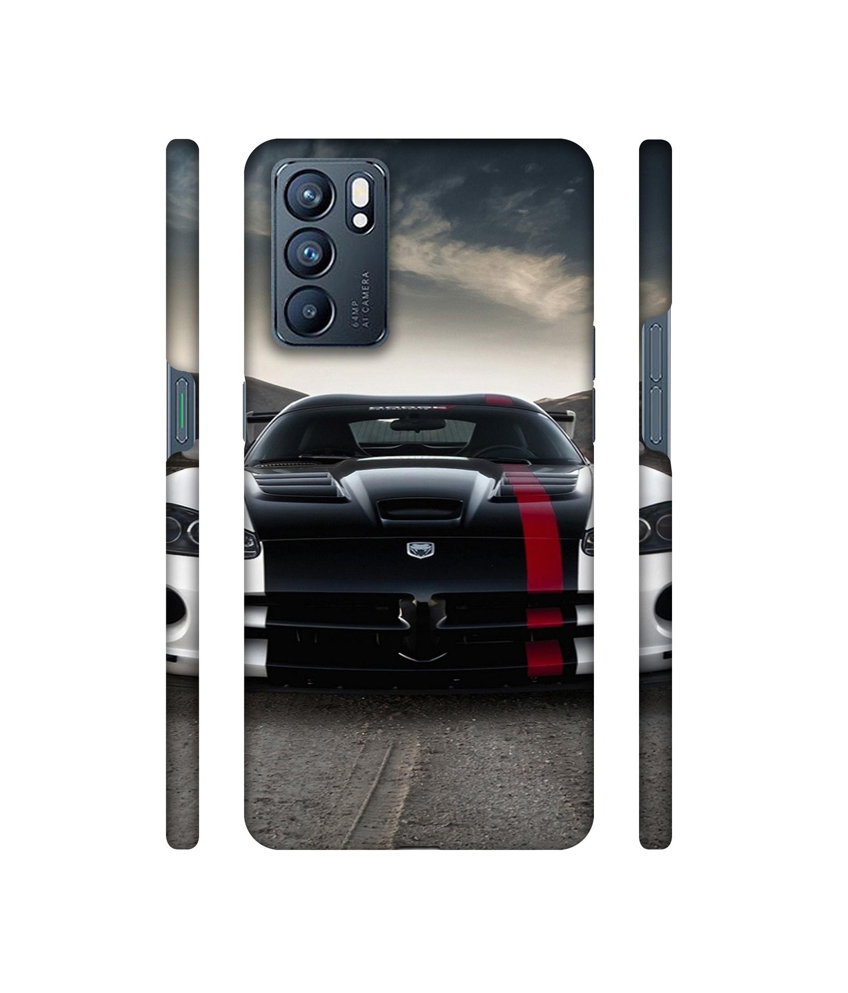 Sports Car Pattern Designer Hard Back Cover for Oppo Reno6 5G