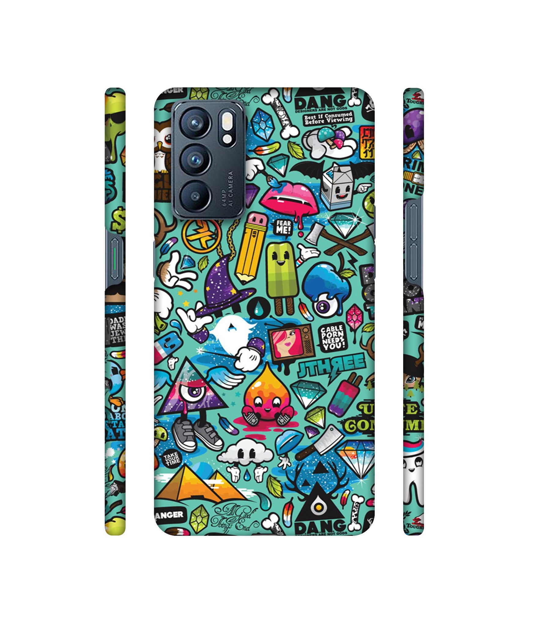 Crazy Designer Hard Back Cover for Oppo Reno6 5G