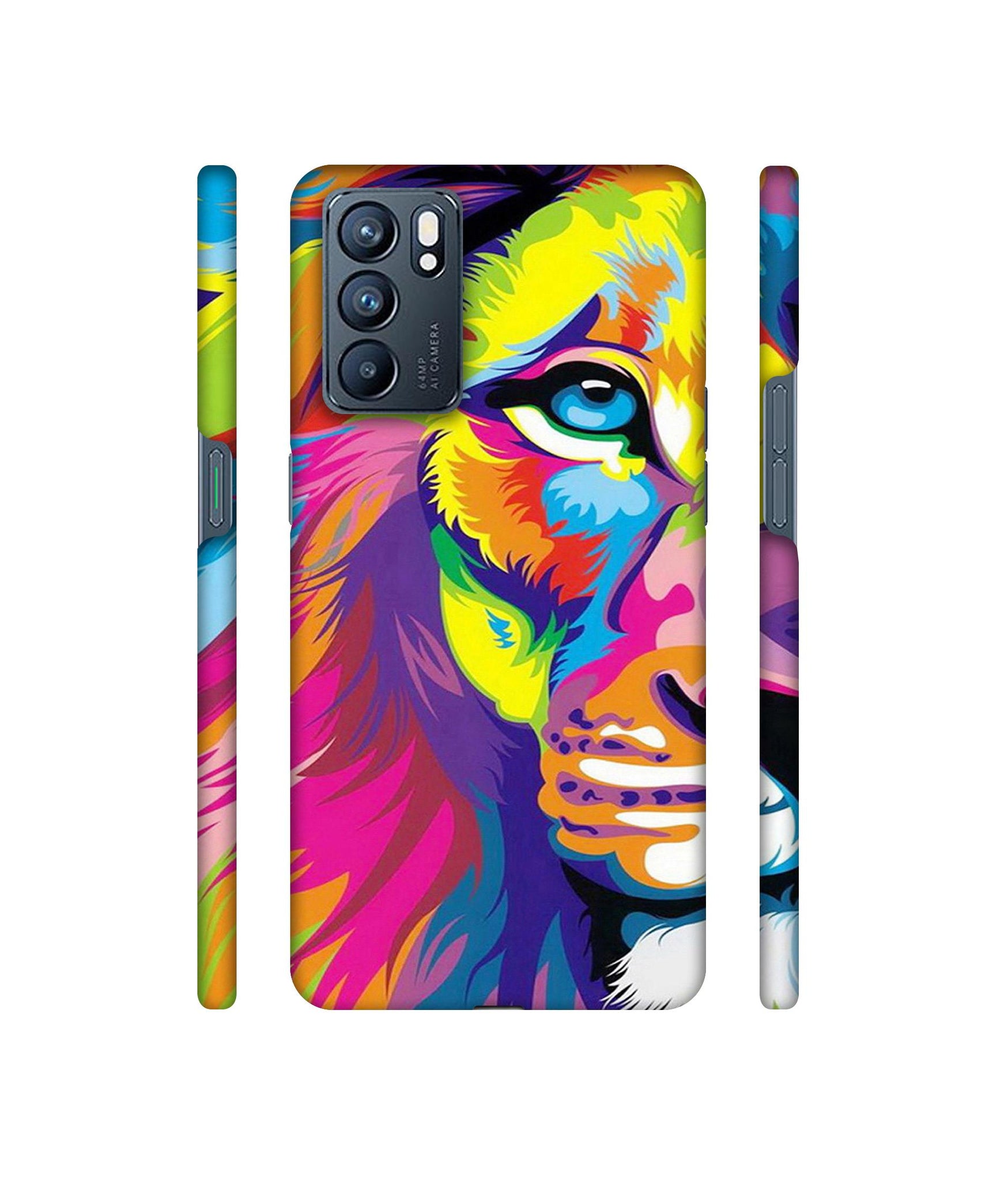 Lion Designer Hard Back Cover for Oppo Reno6 5G