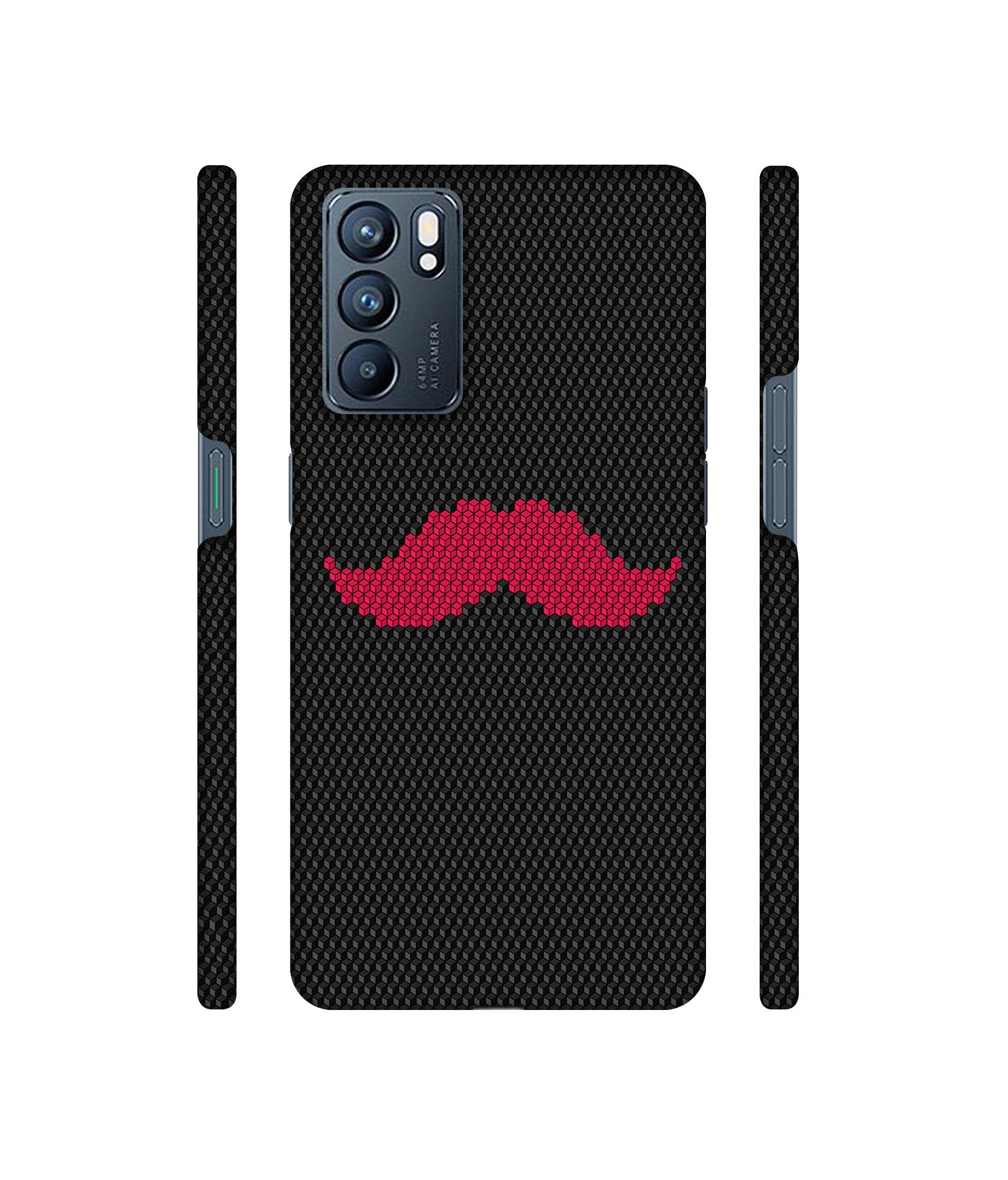 Pink Mustache Pattern Designer Hard Back Cover for Oppo Reno6 5G