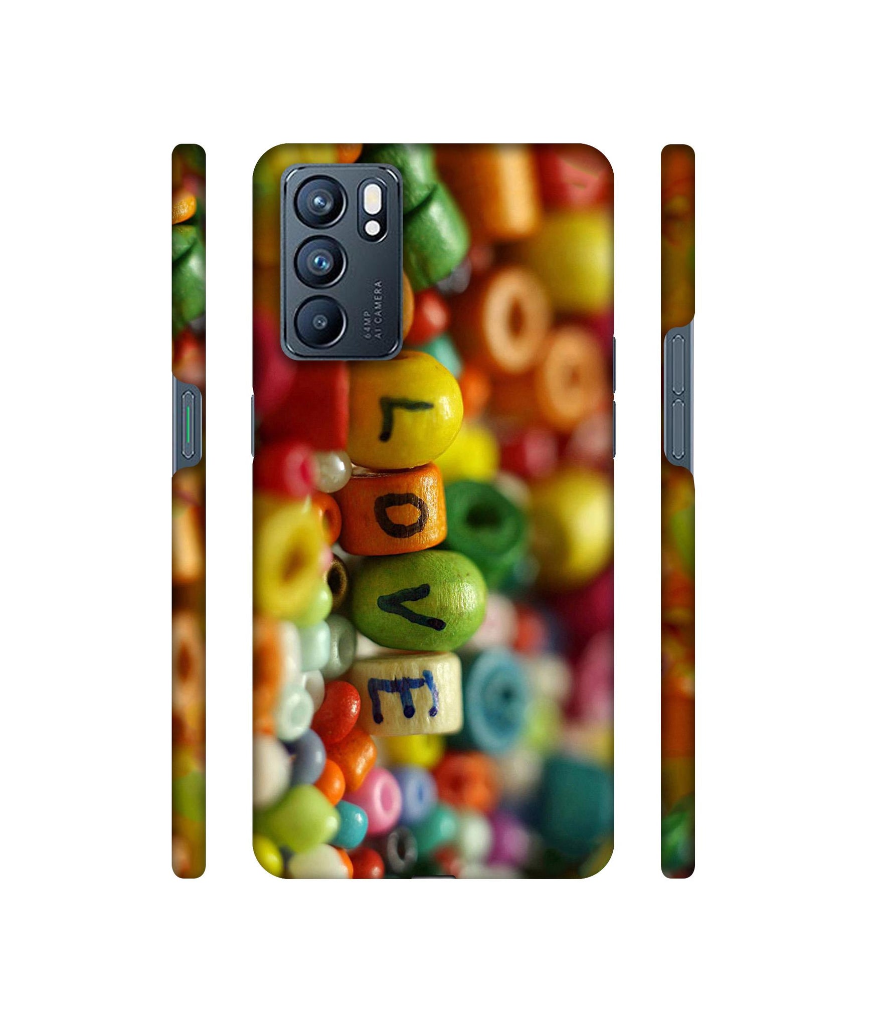 Colorful Love Designer Hard Back Cover for Oppo Reno6 5G