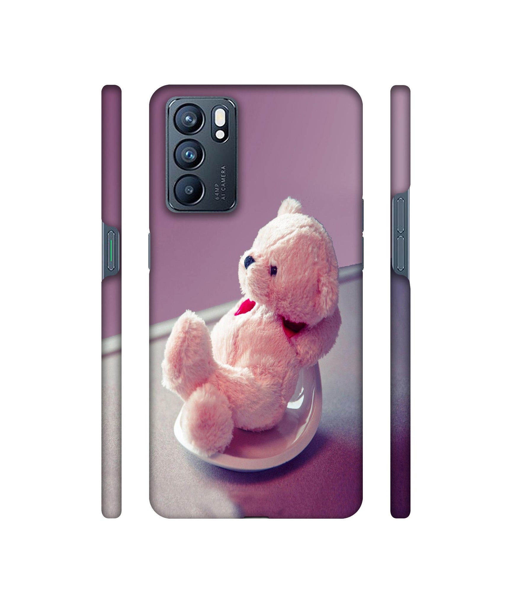 Cute Teddy Bear Designer Hard Back Cover for Oppo Reno6 5G