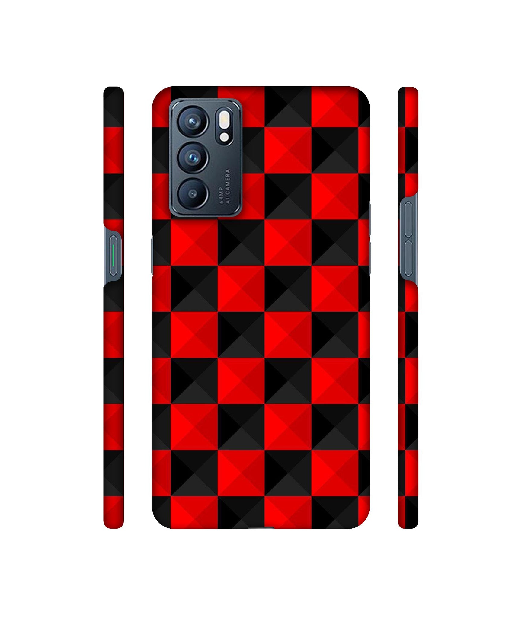 Red N Black Cubes Designer Hard Back Cover for Oppo Reno6 5G