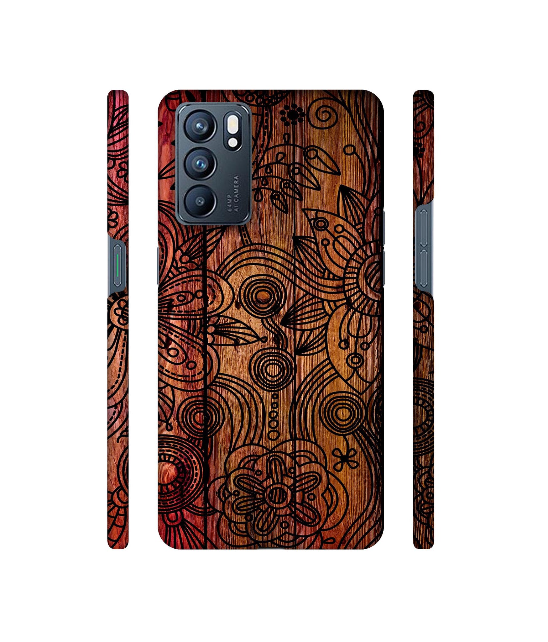 Dark Wooden Background Designer Hard Back Cover for Oppo Reno6 5G