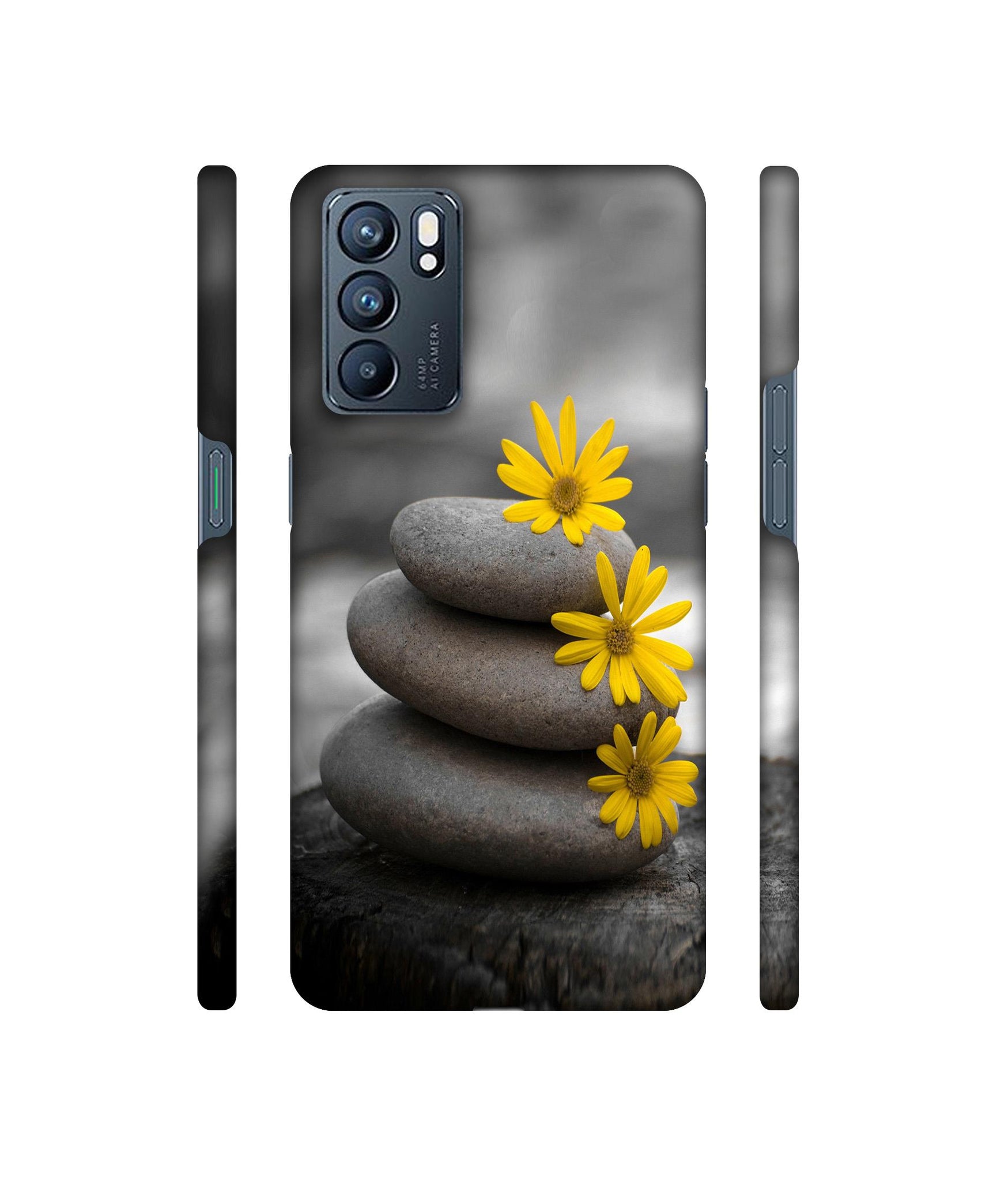 Stones And Flower Designer Hard Back Cover for Oppo Reno6 5G