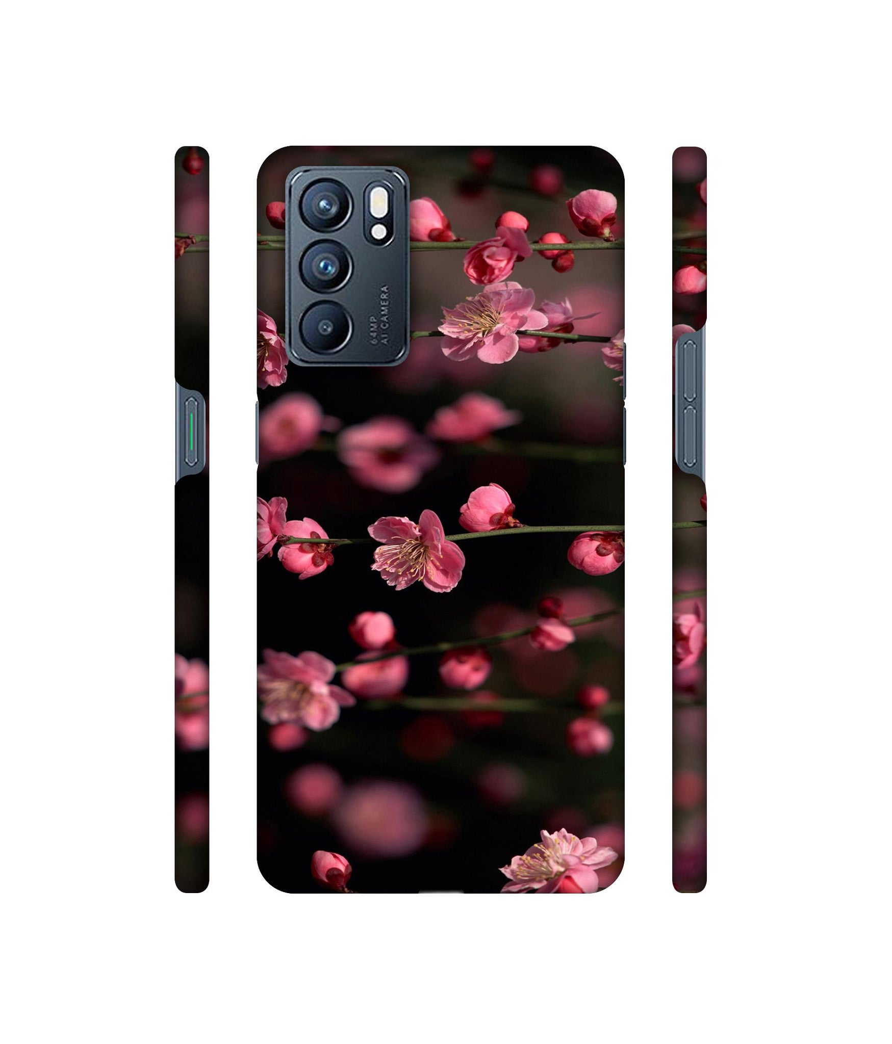 Pink Flowers Designer Hard Back Cover for Oppo Reno6 5G