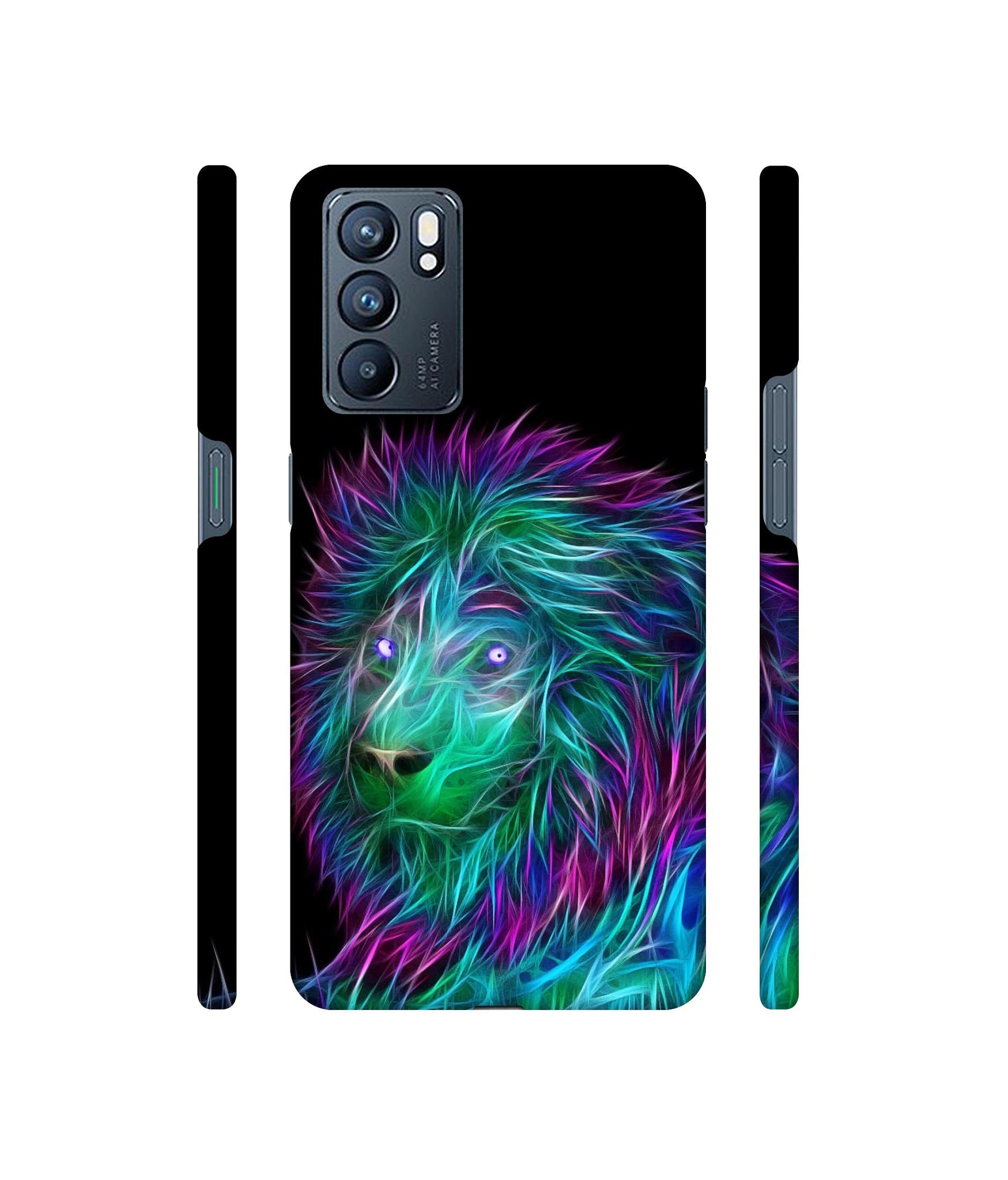 3D Lion Designer Hard Back Cover for Oppo Reno6 5G