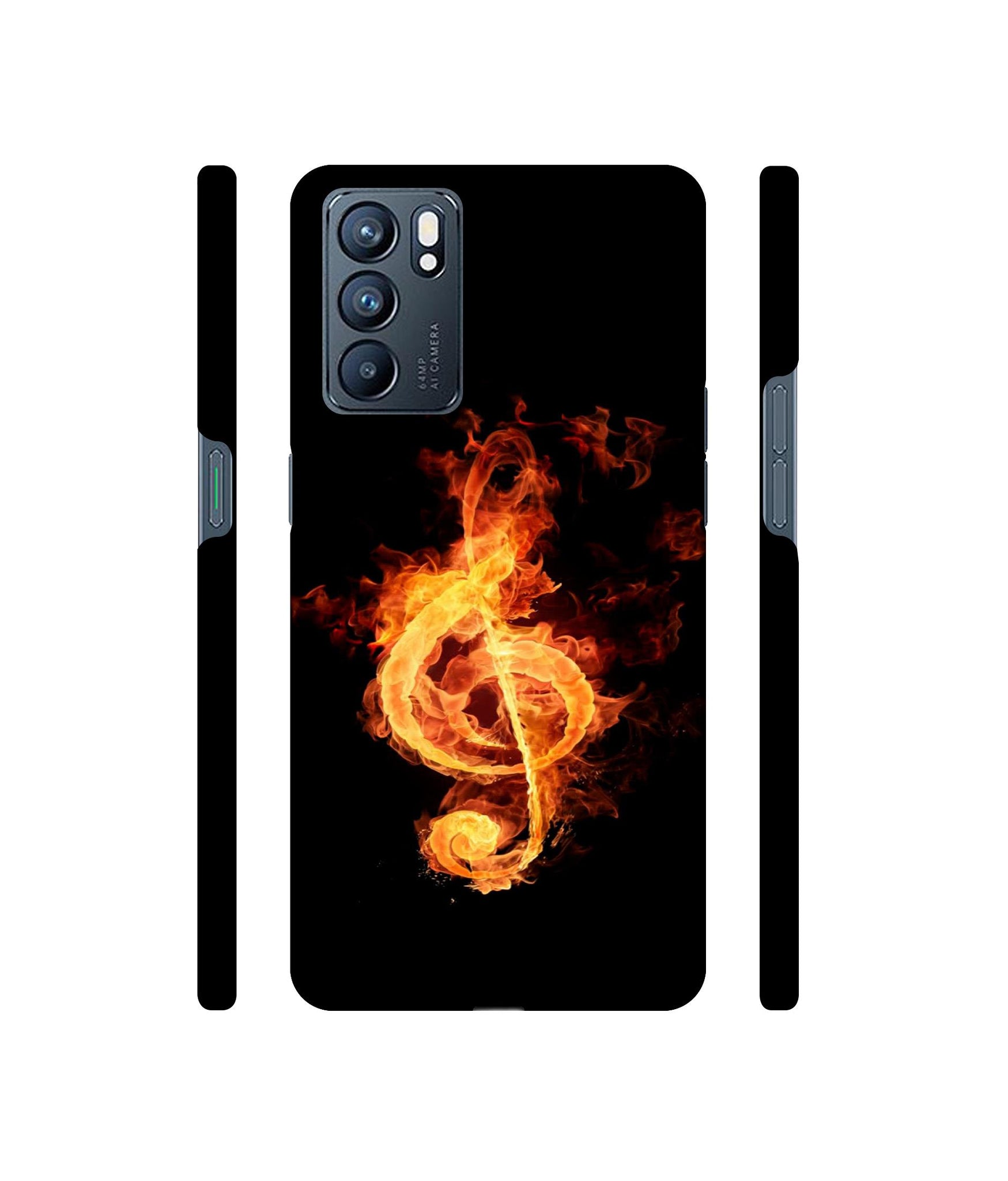 Fire Note Designer Hard Back Cover for Oppo Reno6 5G