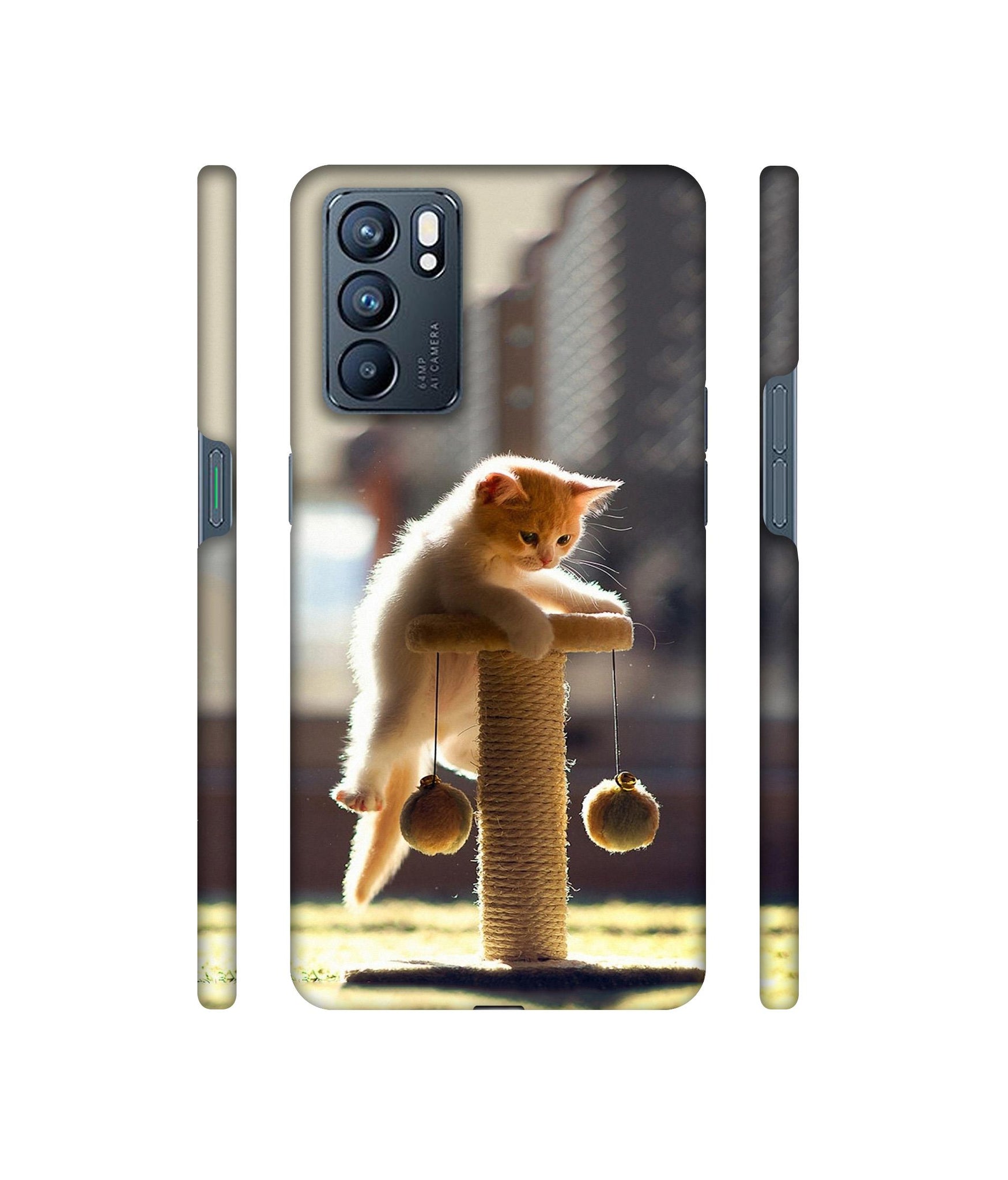 Cat Climbing Designer Hard Back Cover for Oppo Reno6 5G