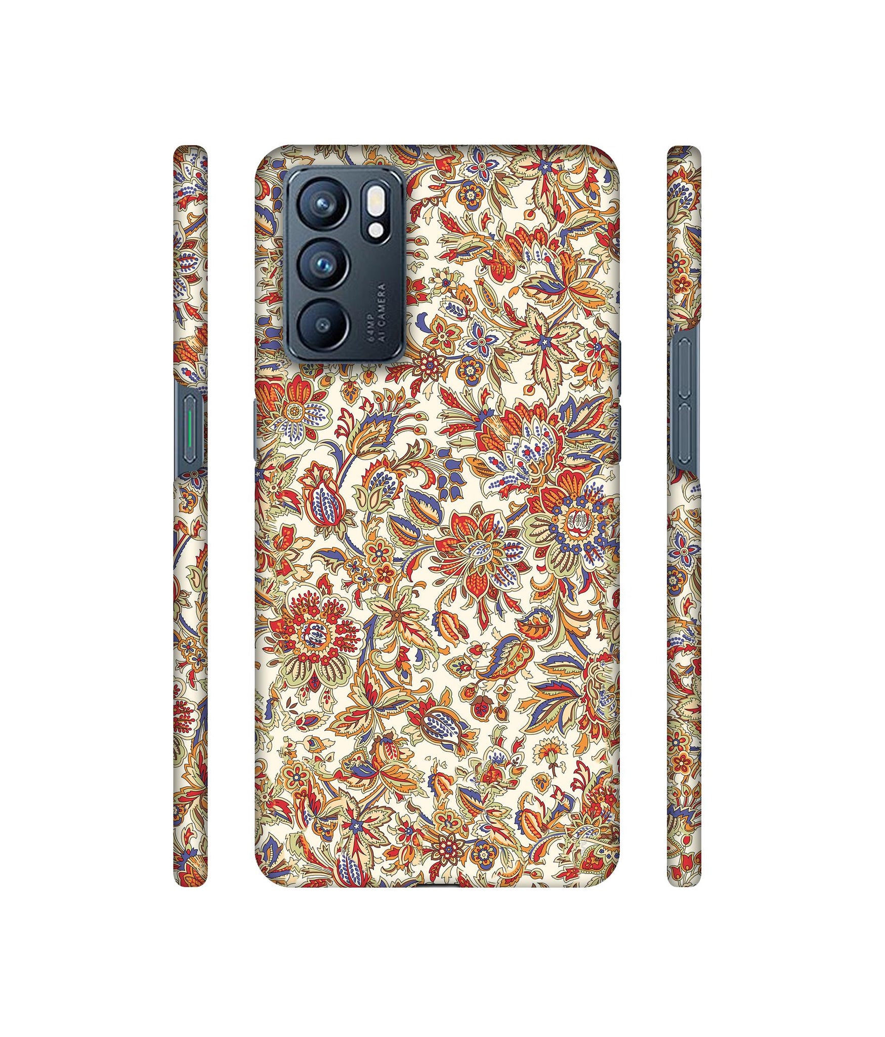 Floral Designer Hard Back Cover for Oppo Reno6 5G
