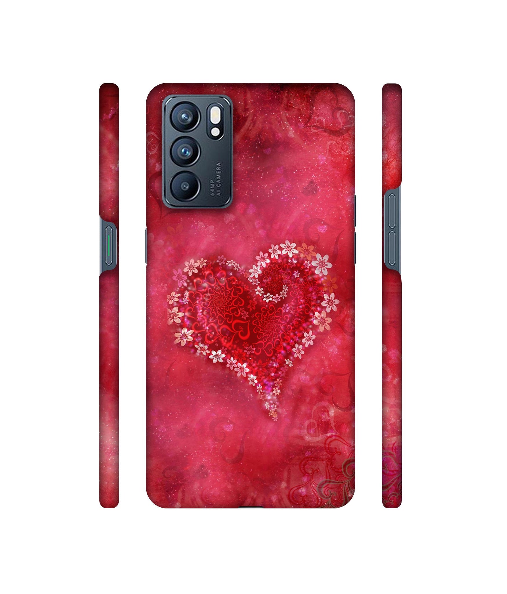 Heart Designer Hard Back Cover for Oppo Reno6 5G
