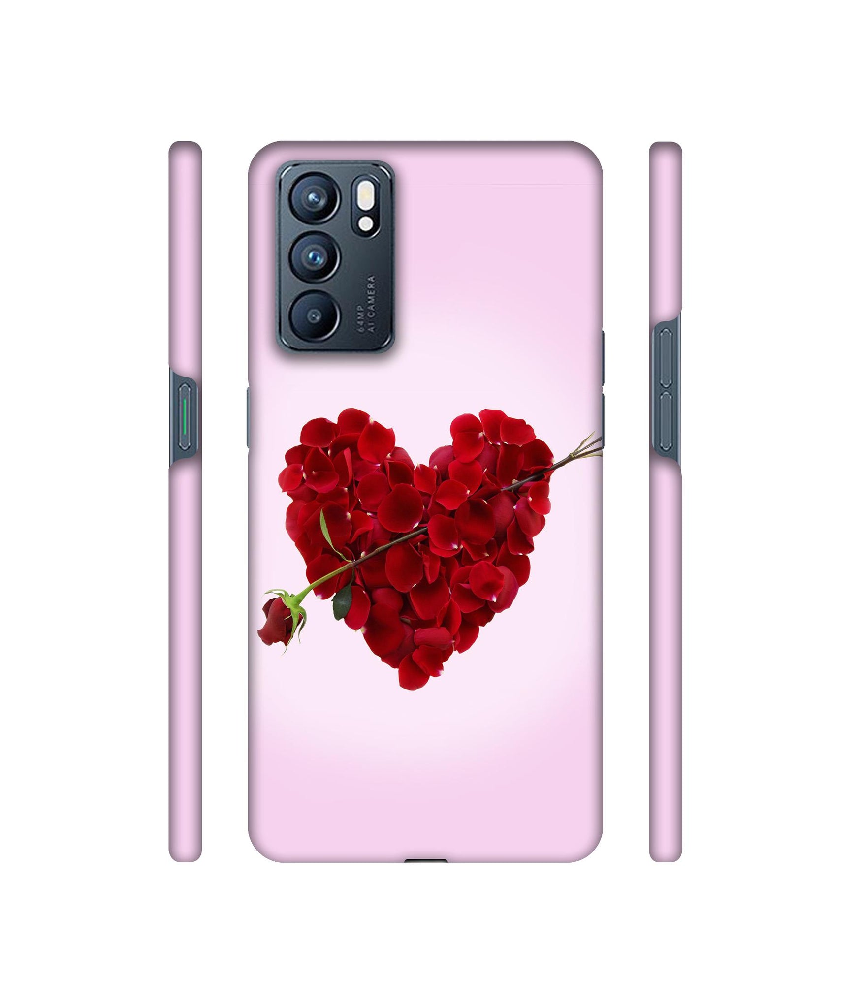 Heart Flower Designer Hard Back Cover for Oppo Reno6 5G