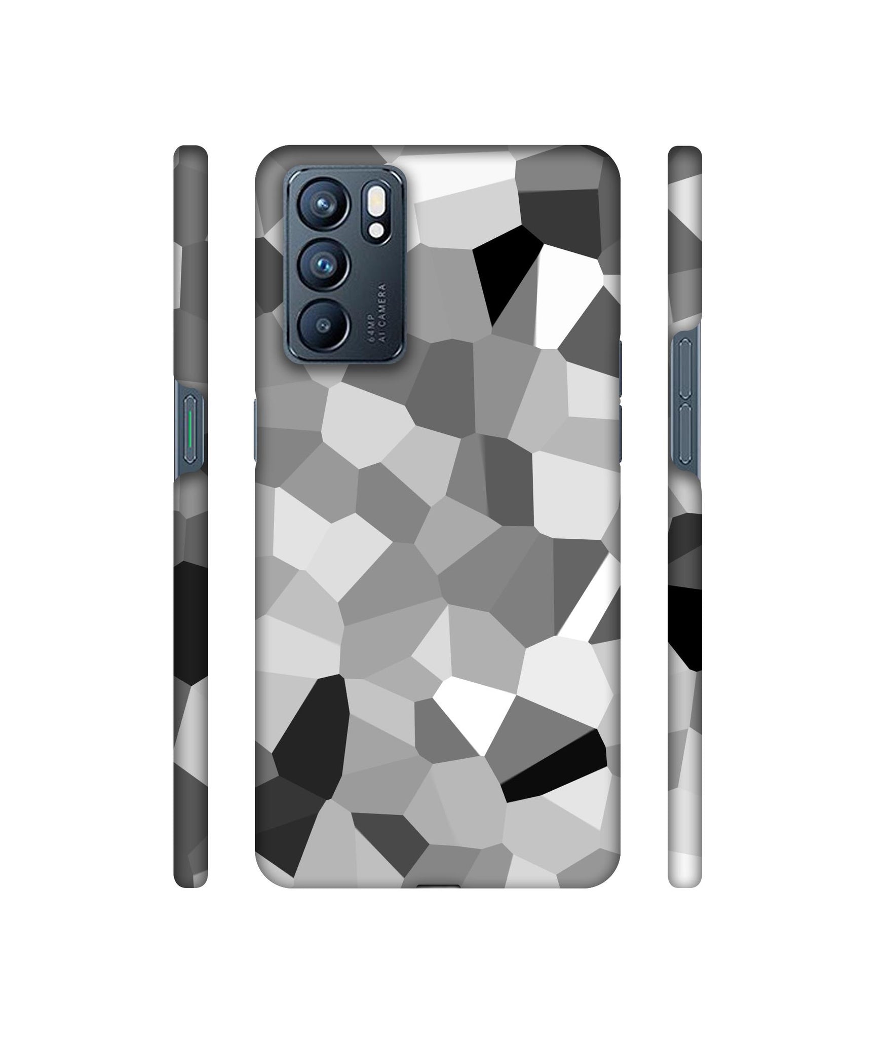 Black & White Mathematical Shape Designer Hard Back Cover for Oppo Reno6 5G
