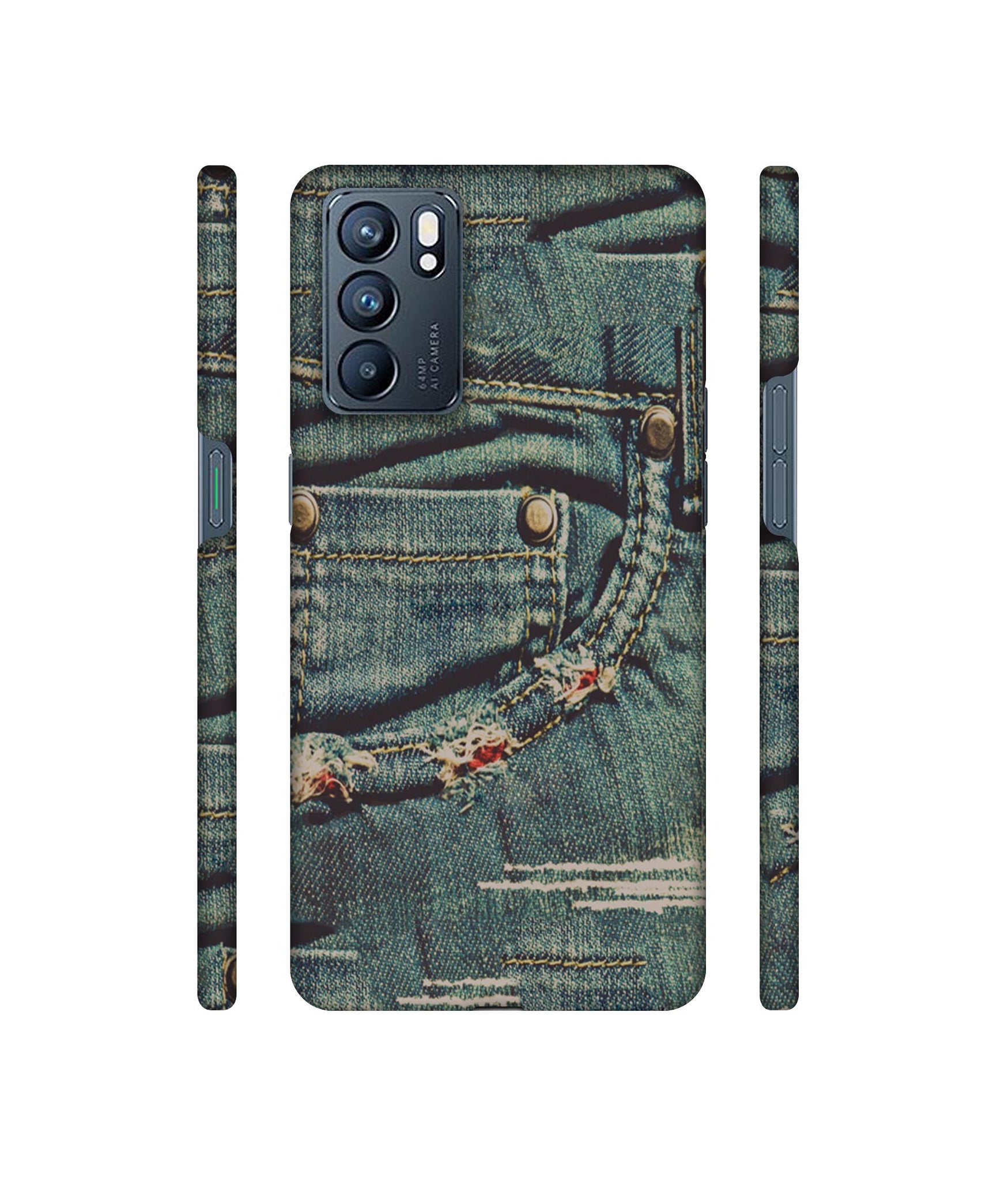 Jeans Designer Hard Back Cover for Oppo Reno6 5G
