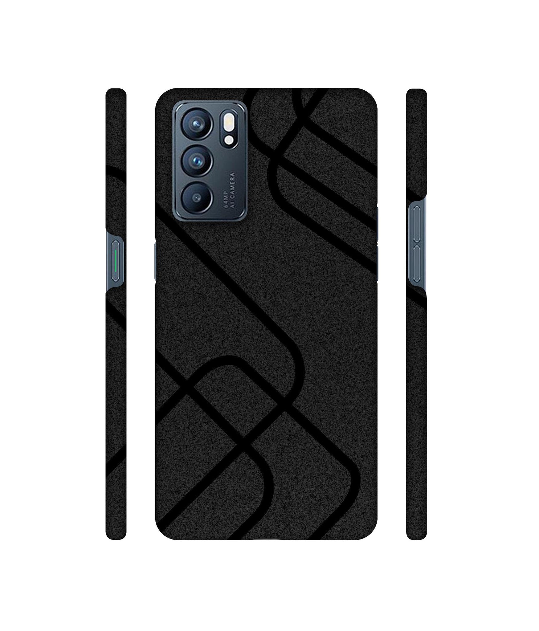 Zig-Zag Black Line Designer Hard Back Cover for Oppo Reno6 5G