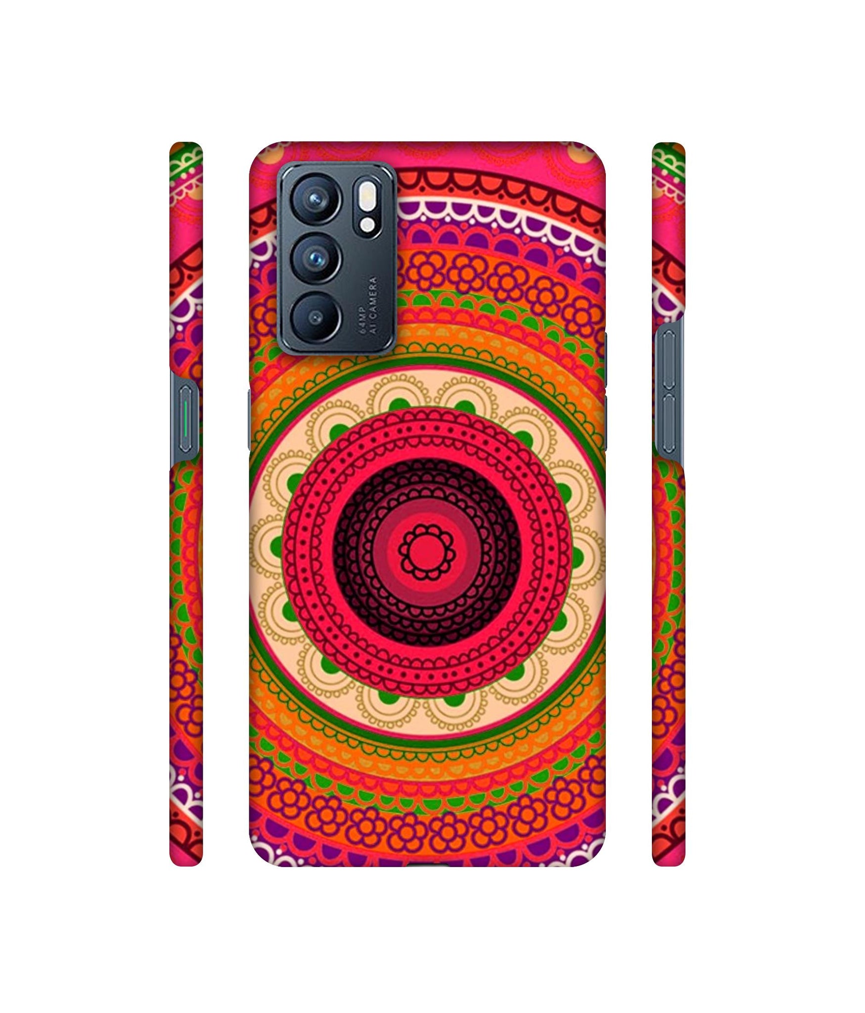 Round Rangoli Designer Hard Back Cover for Oppo Reno6 5G