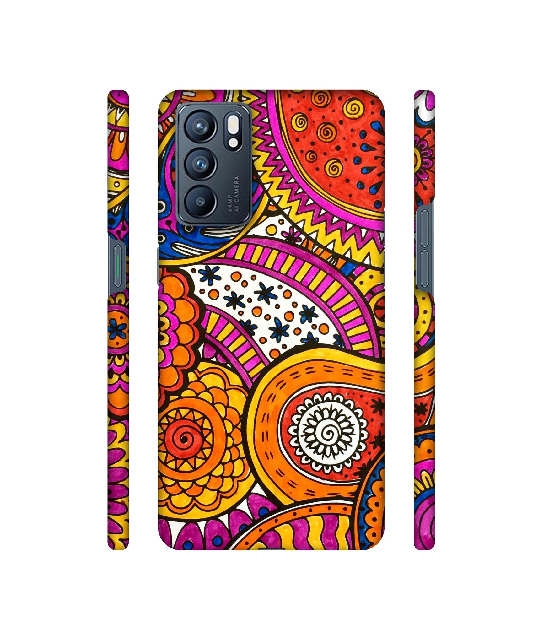 Rangoli Paisley Art Designer Hard Back Cover for Oppo Reno6 5G