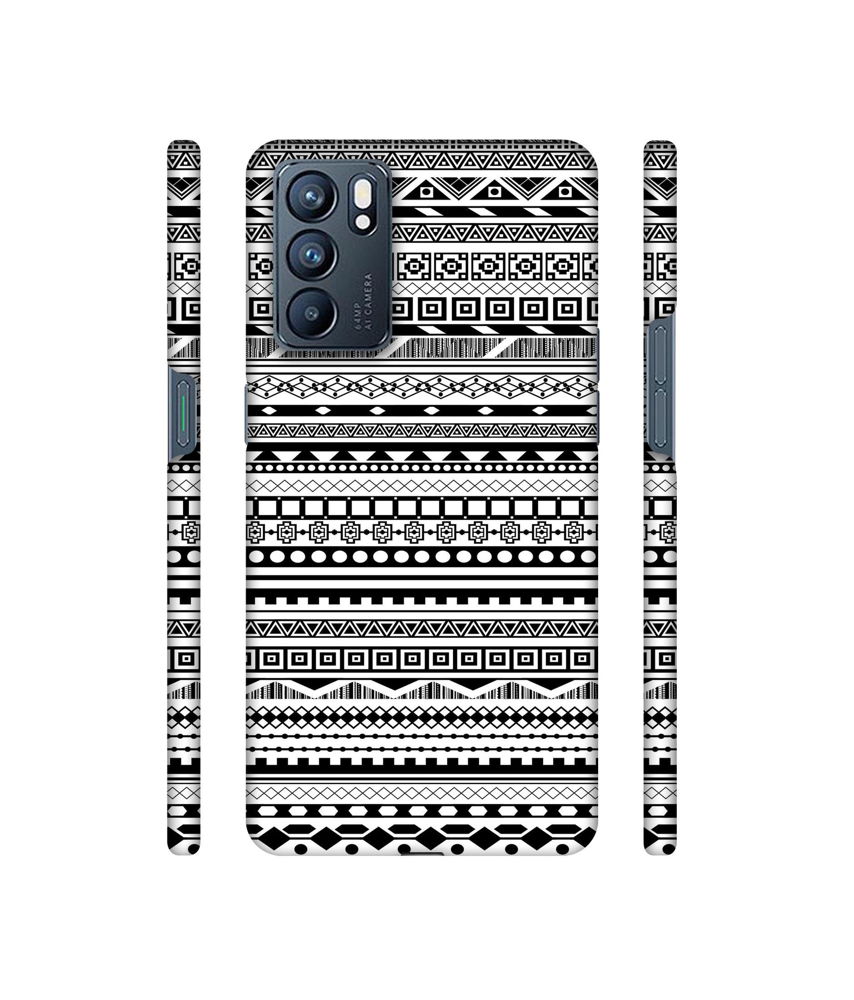 Black & White Patterns Designer Hard Back Cover for Oppo Reno6 5G