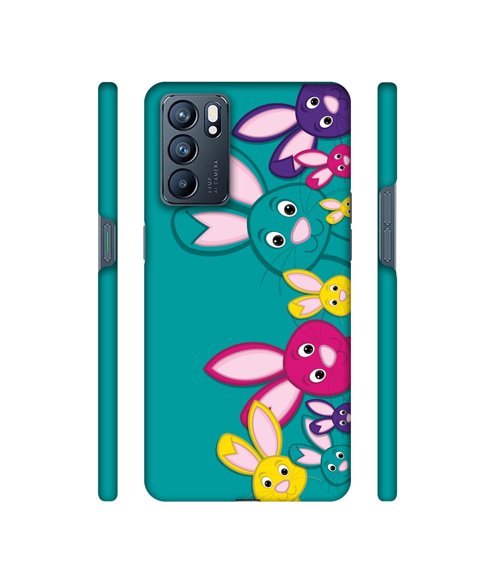 Rabbit Family Designer Hard Back Cover for Oppo Reno6 5G