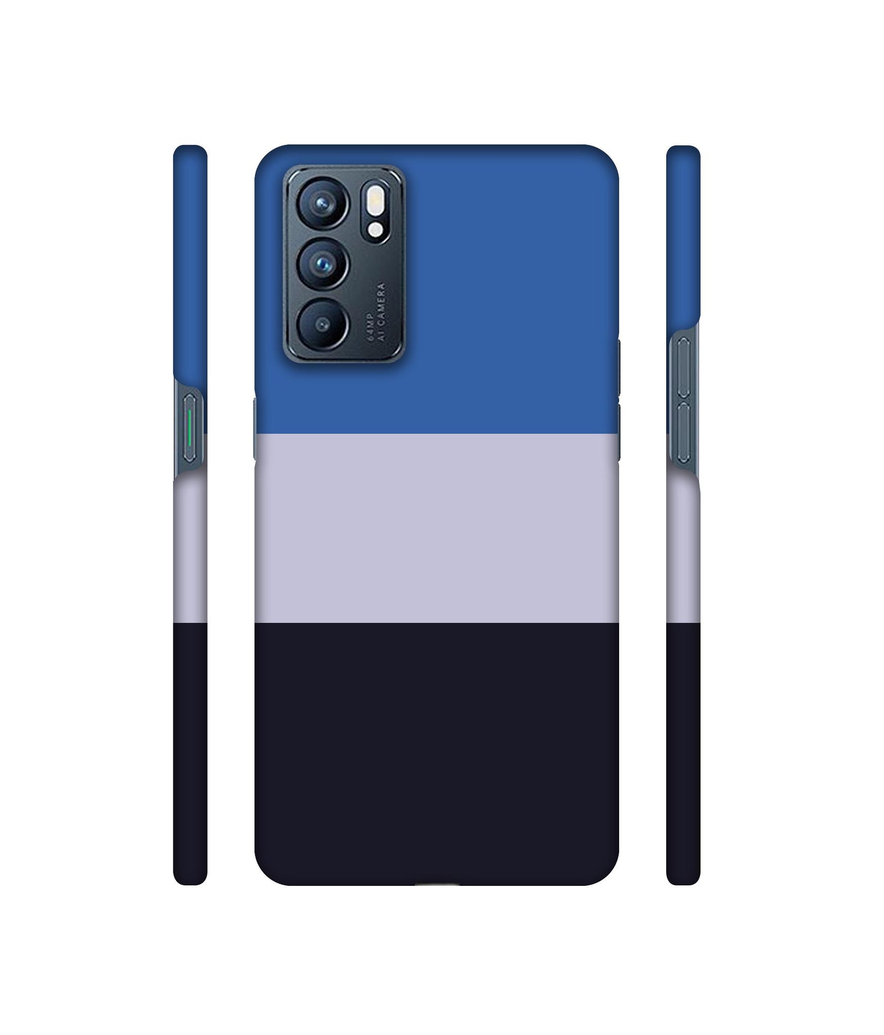 Three Colour Straps Designer Hard Back Cover for Oppo Reno6 5G