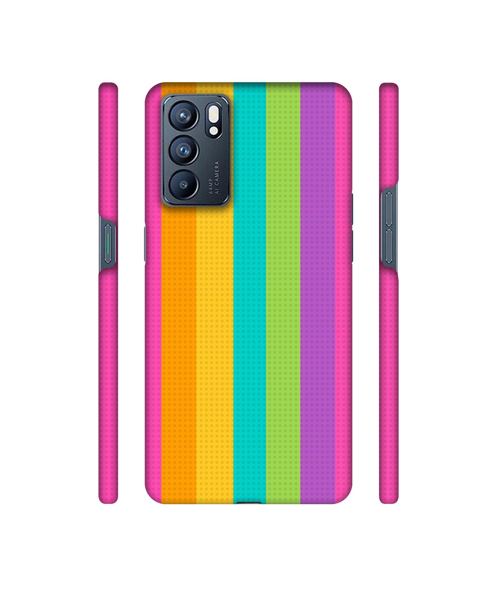 Random Colour Line Designer Hard Back Cover for Oppo Reno6 5G