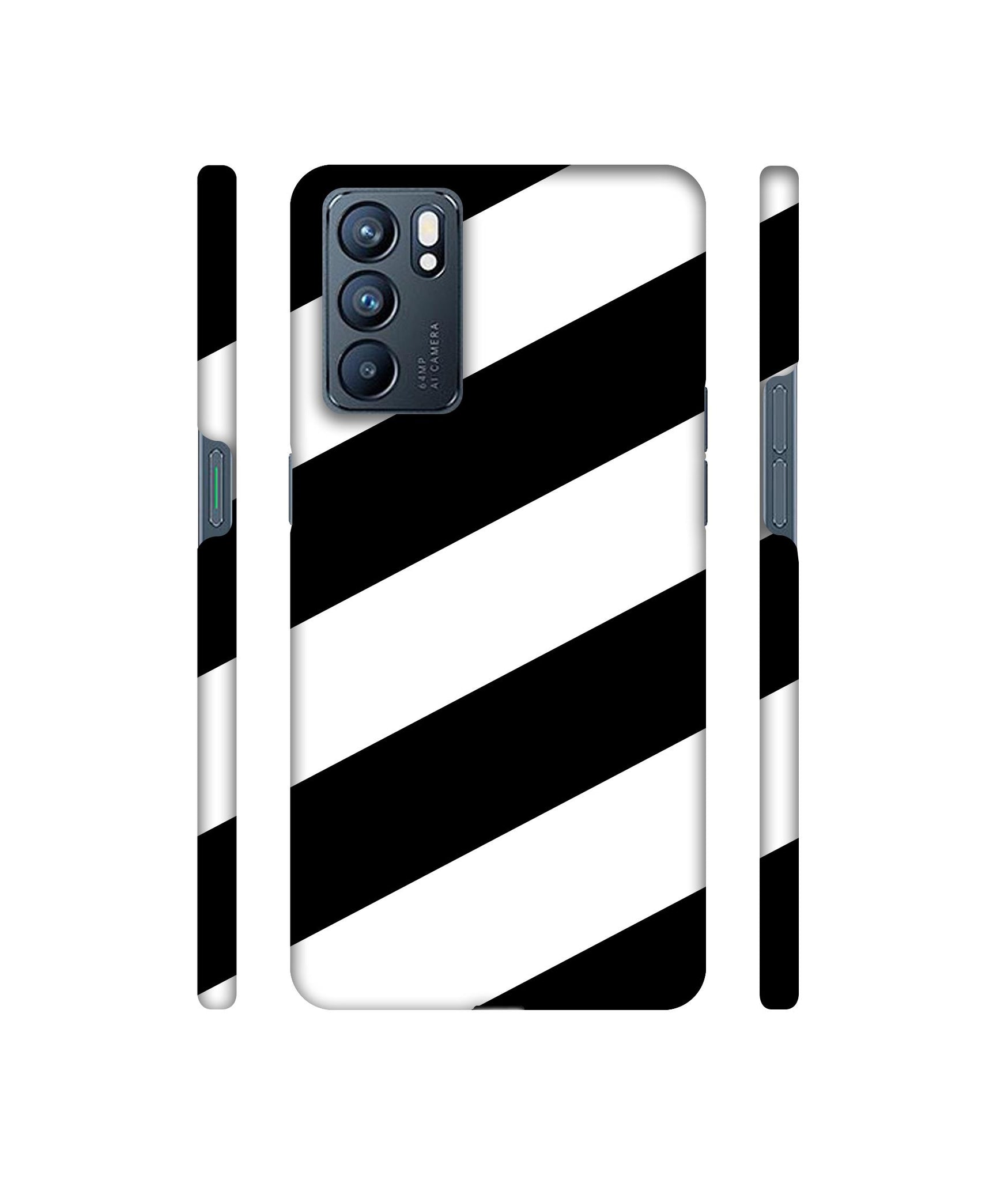 Black & White Line Designer Hard Back Cover for Oppo Reno6 5G