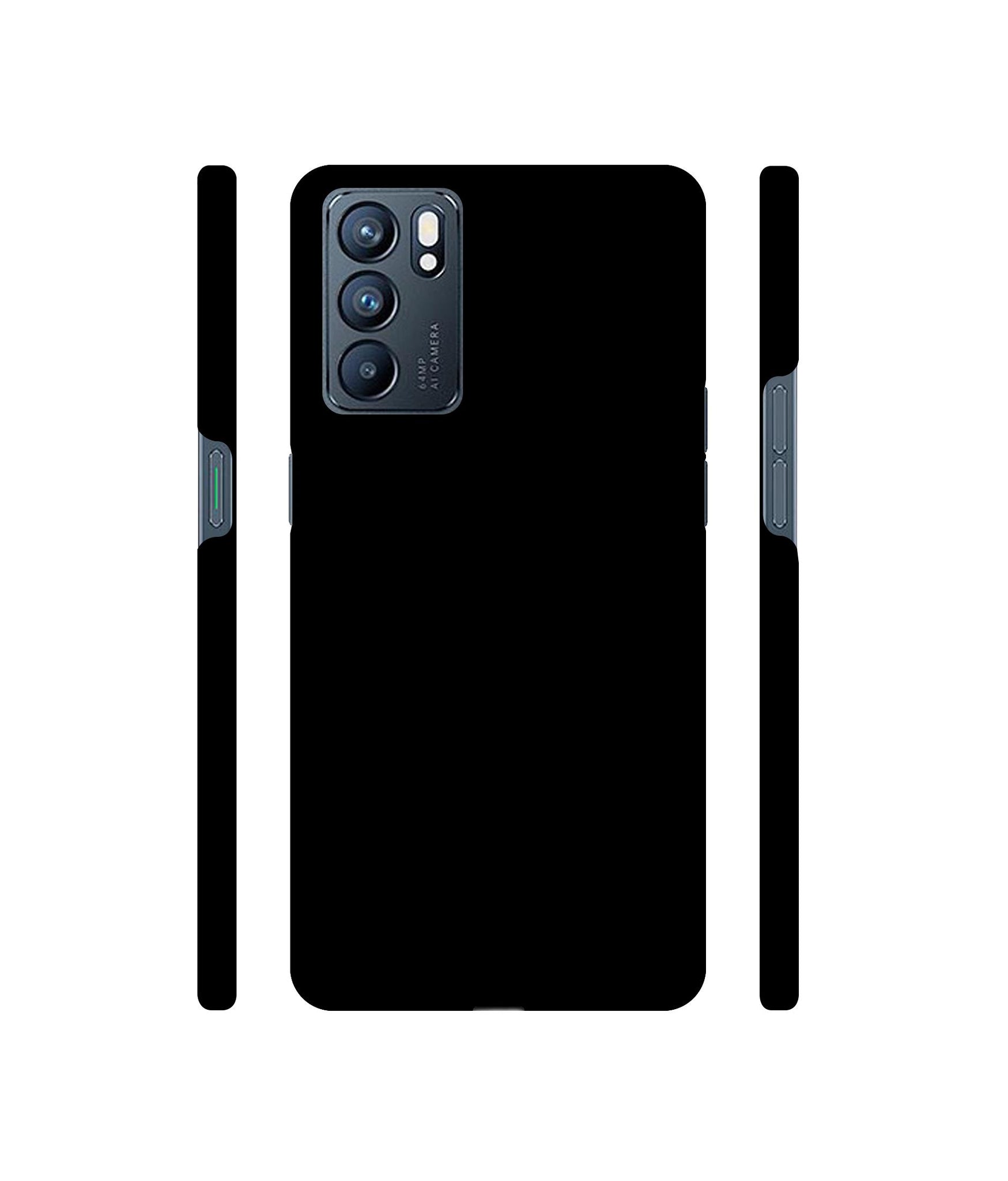 Solid Black Designer Hard Back Cover for Oppo Reno6 5G