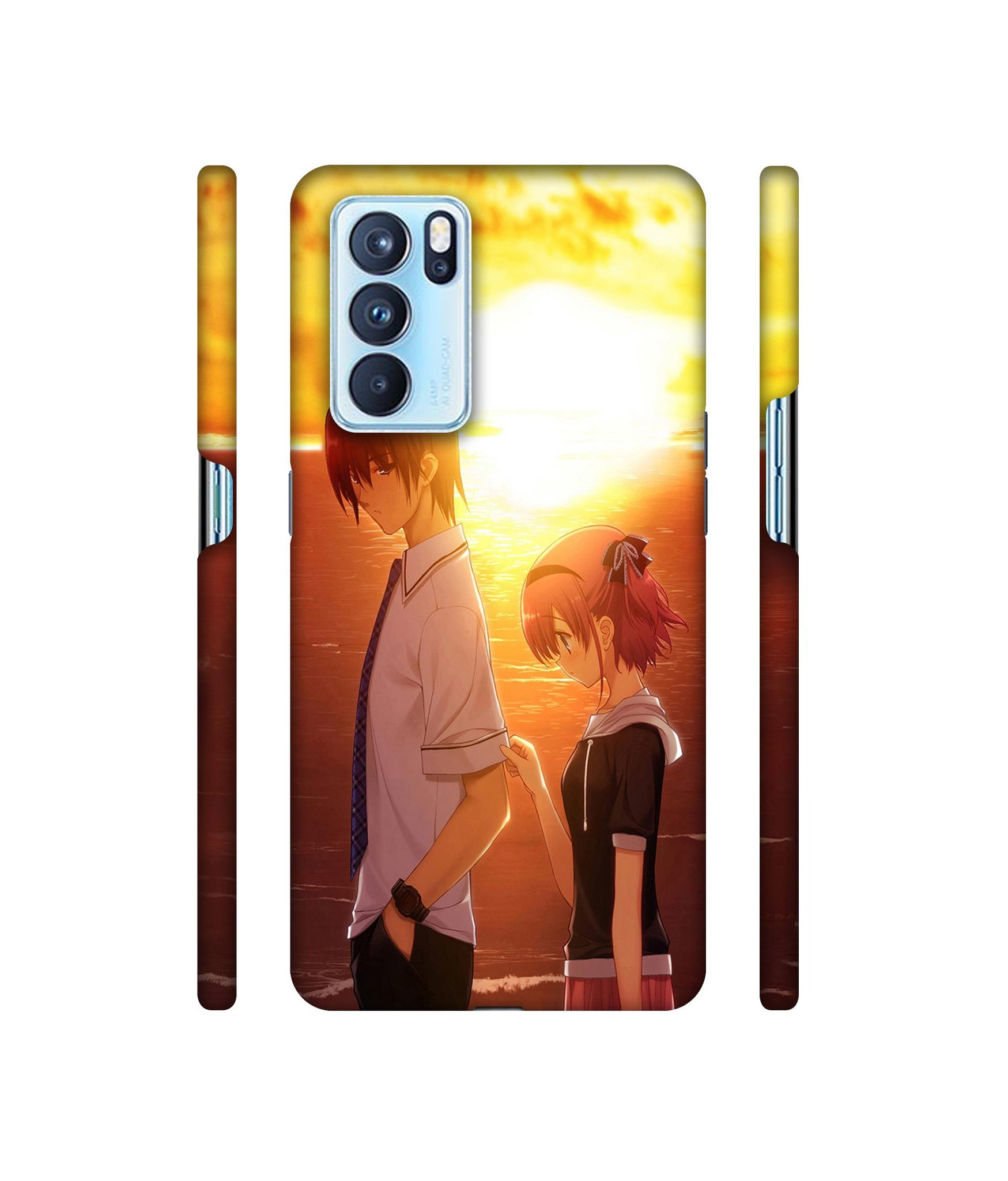 Girl Boy Sunset Sea Designer Hard Back Cover for Oppo Reno6 Pro 5G