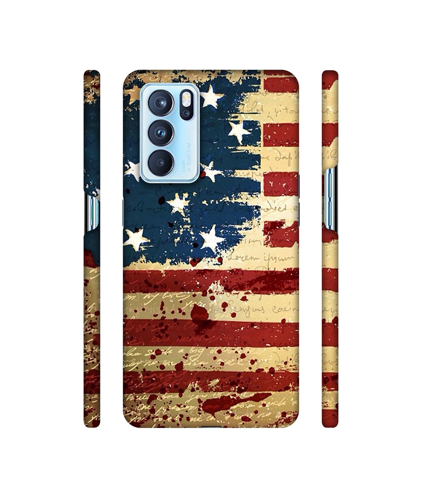 Colorful USA Flag Designer Hard Back Cover for Oppo Reno6 Pro 5G