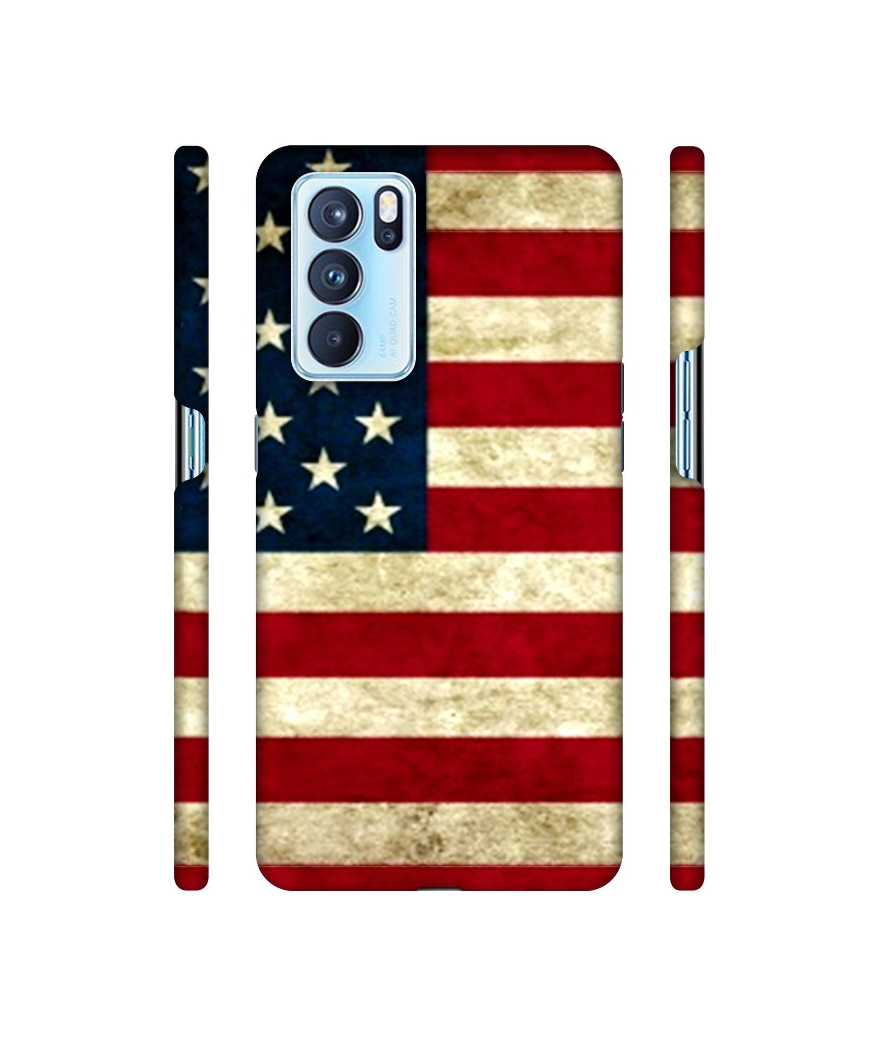 Multicoloured USA Flag Designer Hard Back Cover for Oppo Reno6 Pro 5G