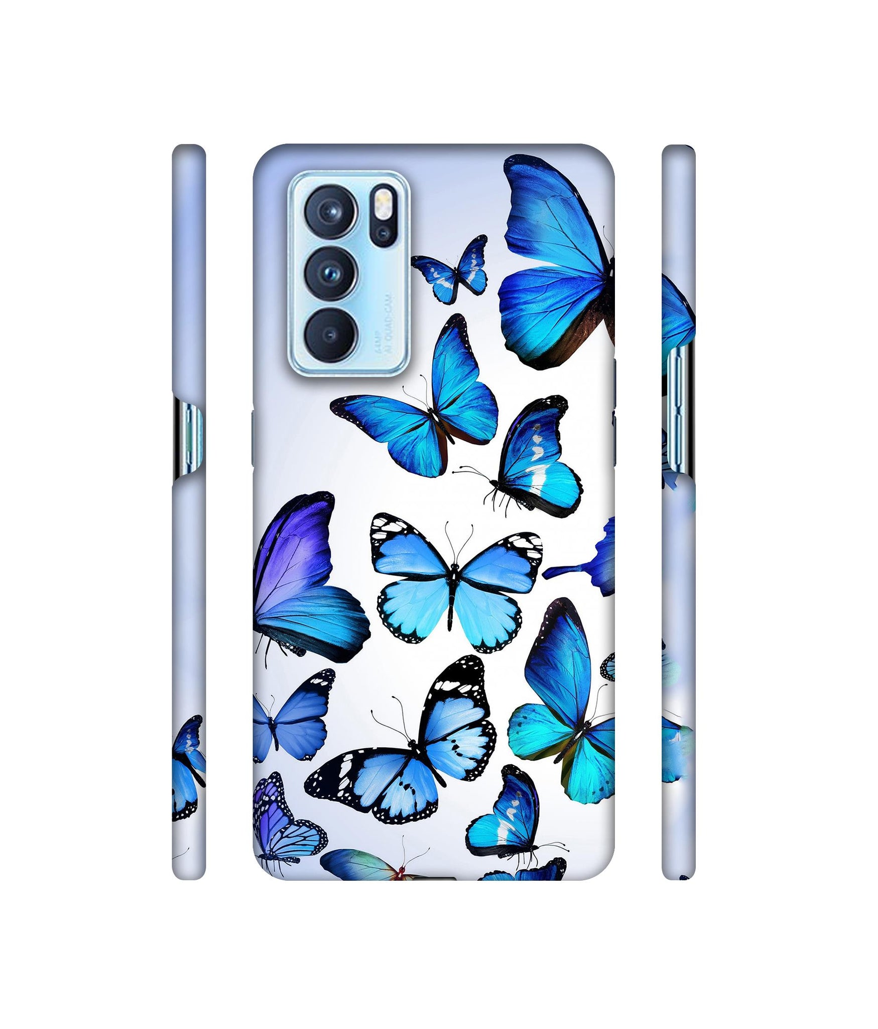 Colorful Flying Butterfly Designer Hard Back Cover for Oppo Reno6 Pro 5G