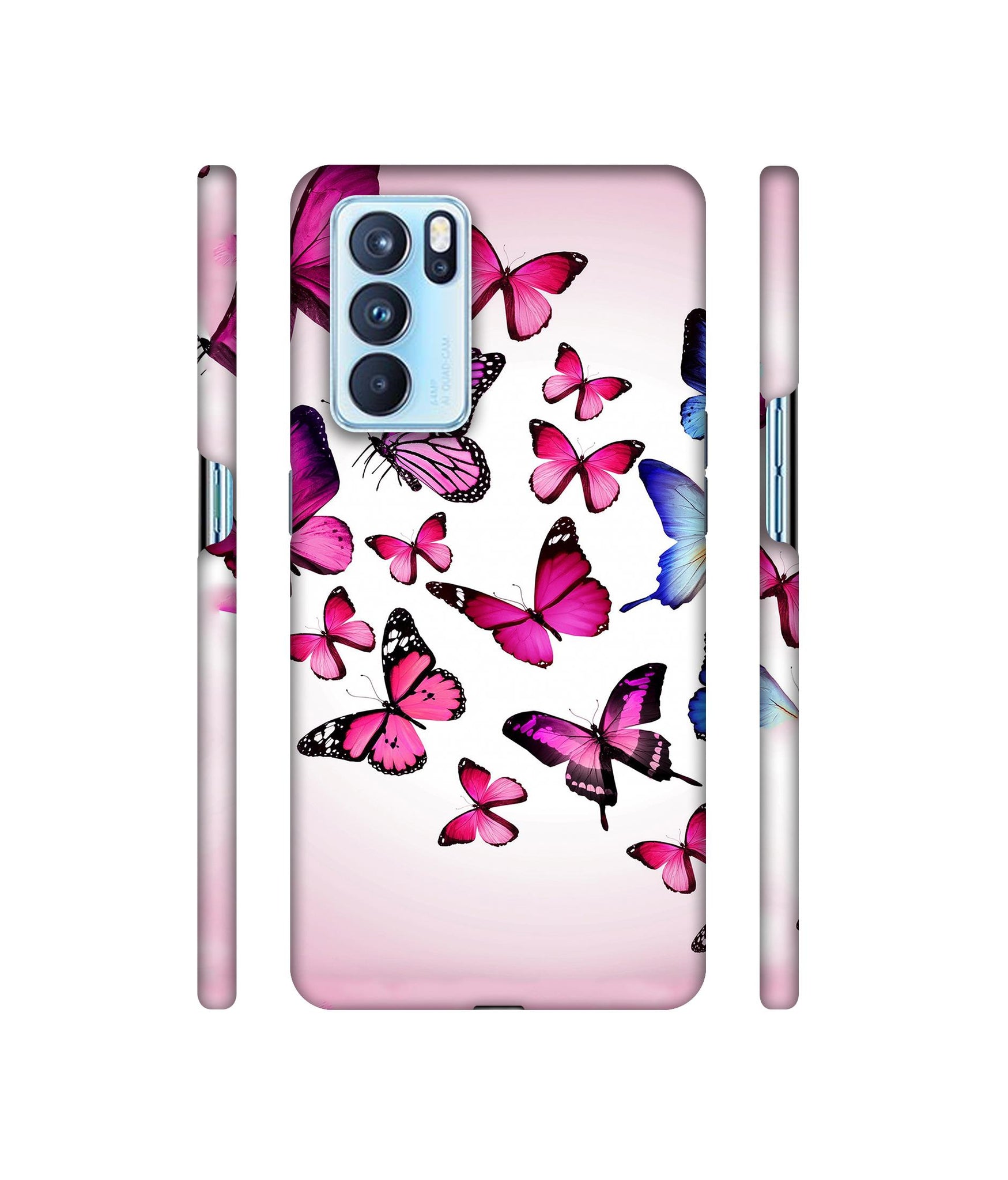 Flying Colorful Butterfly Designer Hard Back Cover for Oppo Reno6 Pro 5G