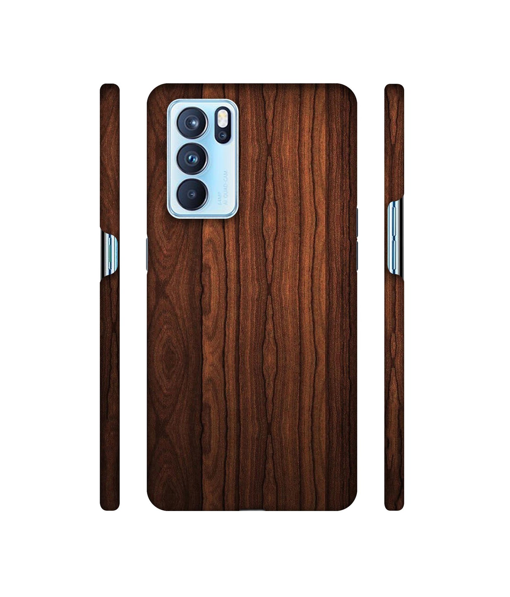 Brown Wooden Texture Designer Hard Back Cover for Oppo Reno6 Pro 5G