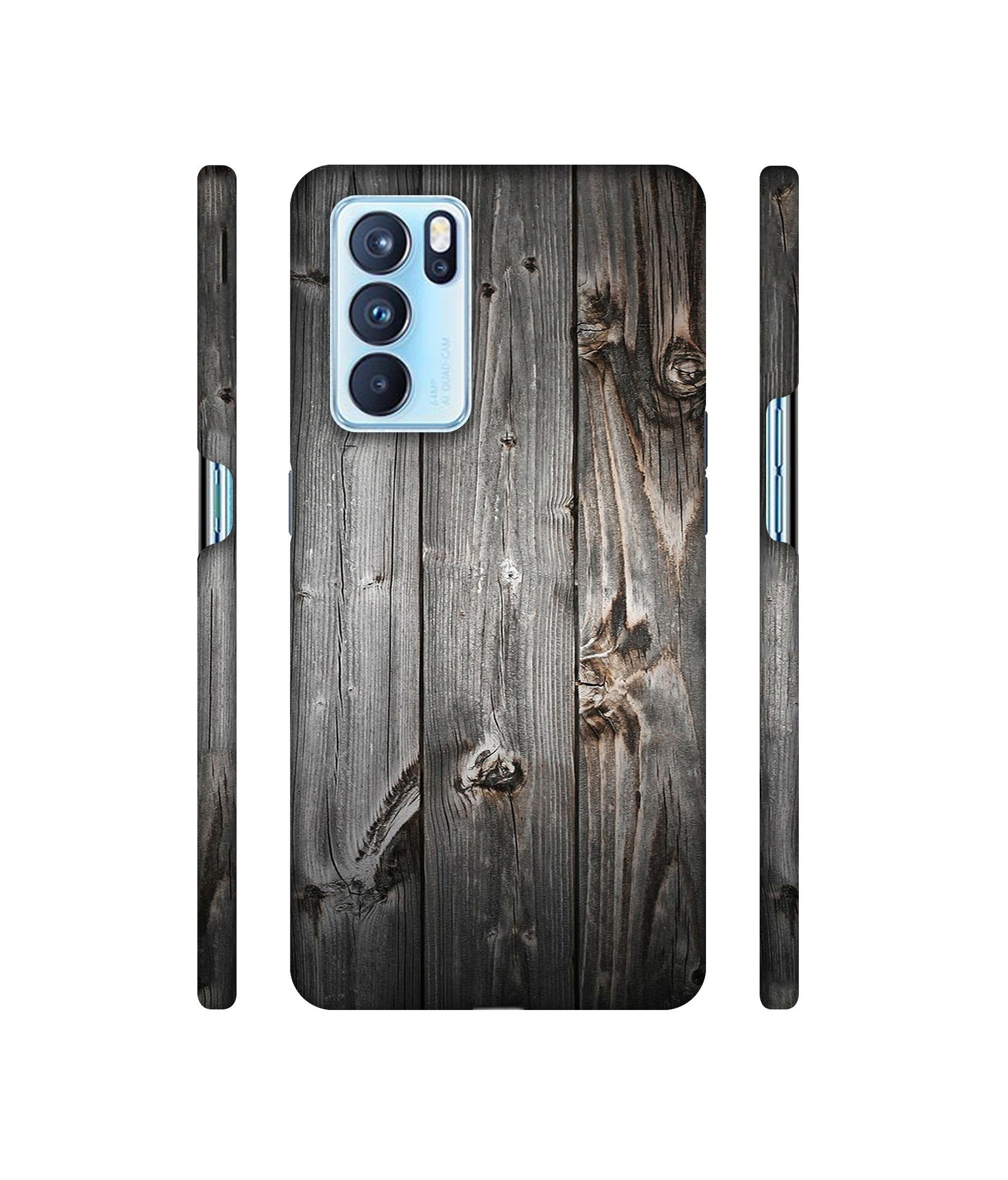 Grey Wooden Texture Designer Hard Back Cover for Oppo Reno6 Pro 5G