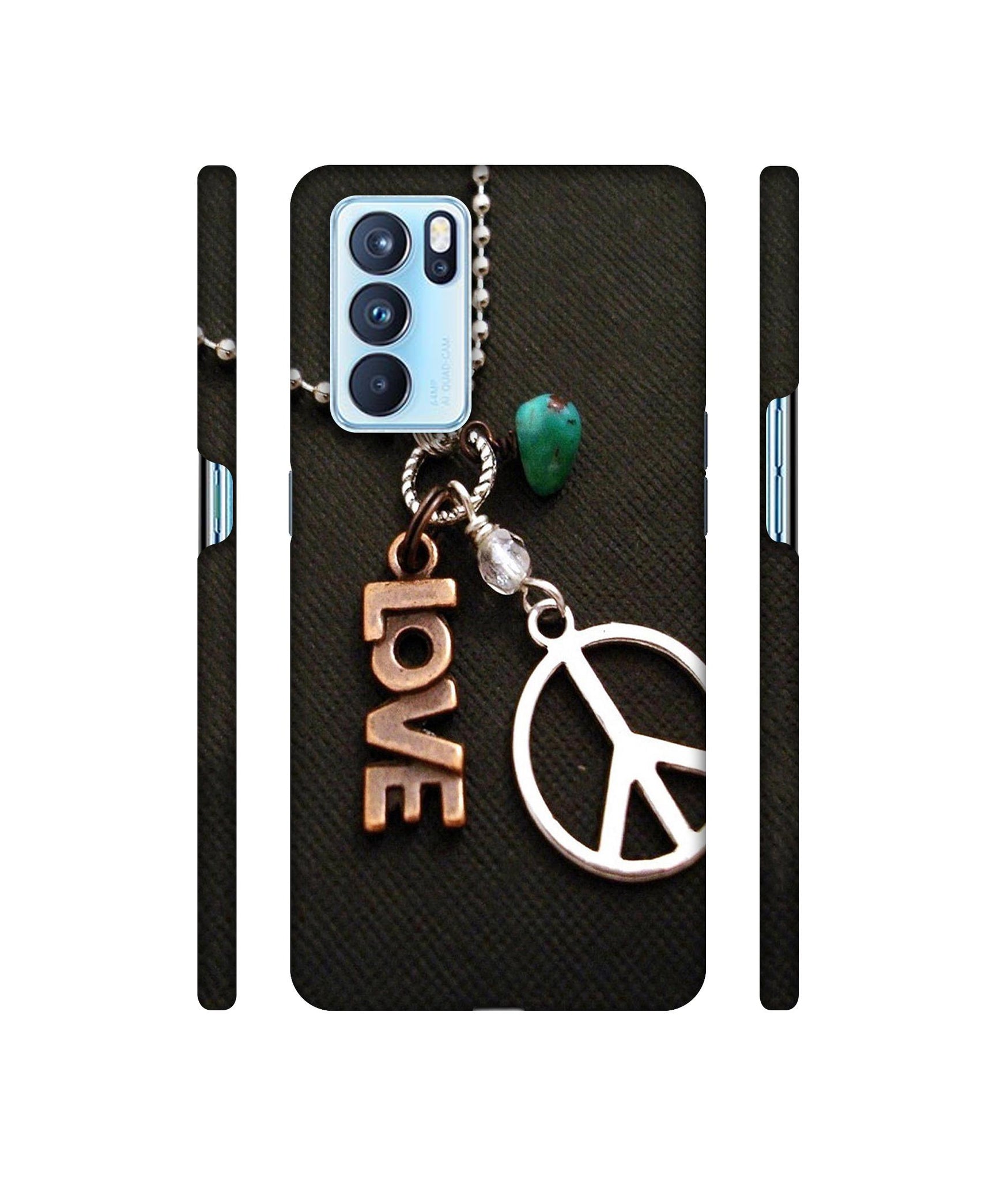 Love and Peace Designer Hard Back Cover for Oppo Reno6 Pro 5G