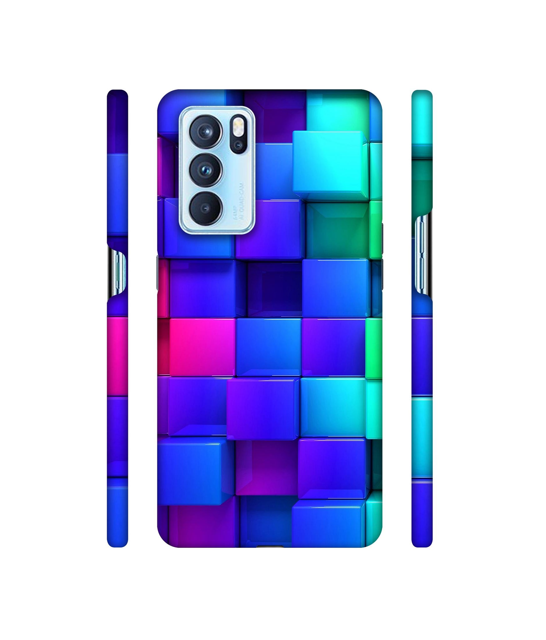 Blocks Rainbow 3D Graphics Designer Hard Back Cover for Oppo Reno6 Pro 5G