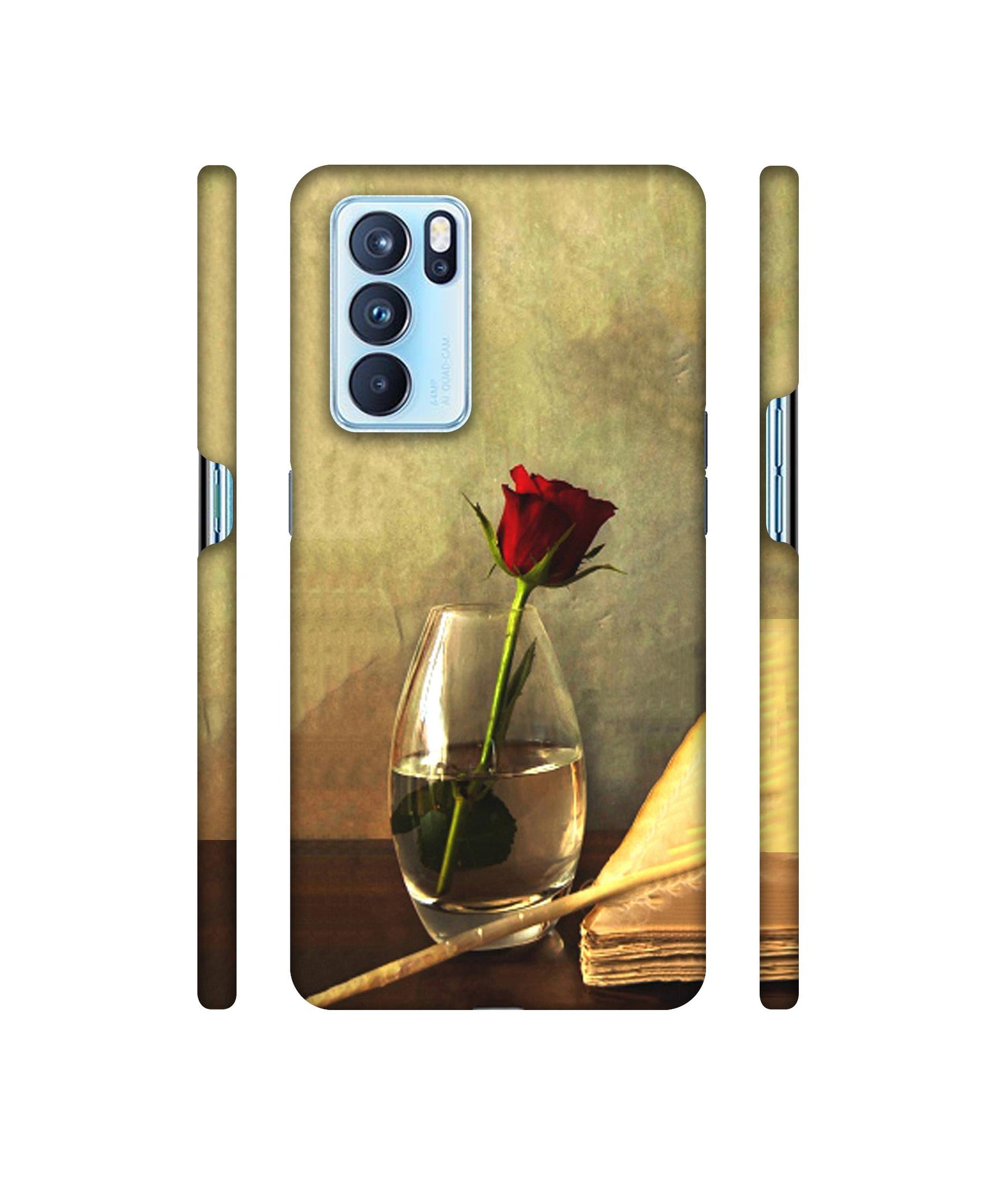 Red Rose in Glass Designer Hard Back Cover for Oppo Reno6 Pro 5G