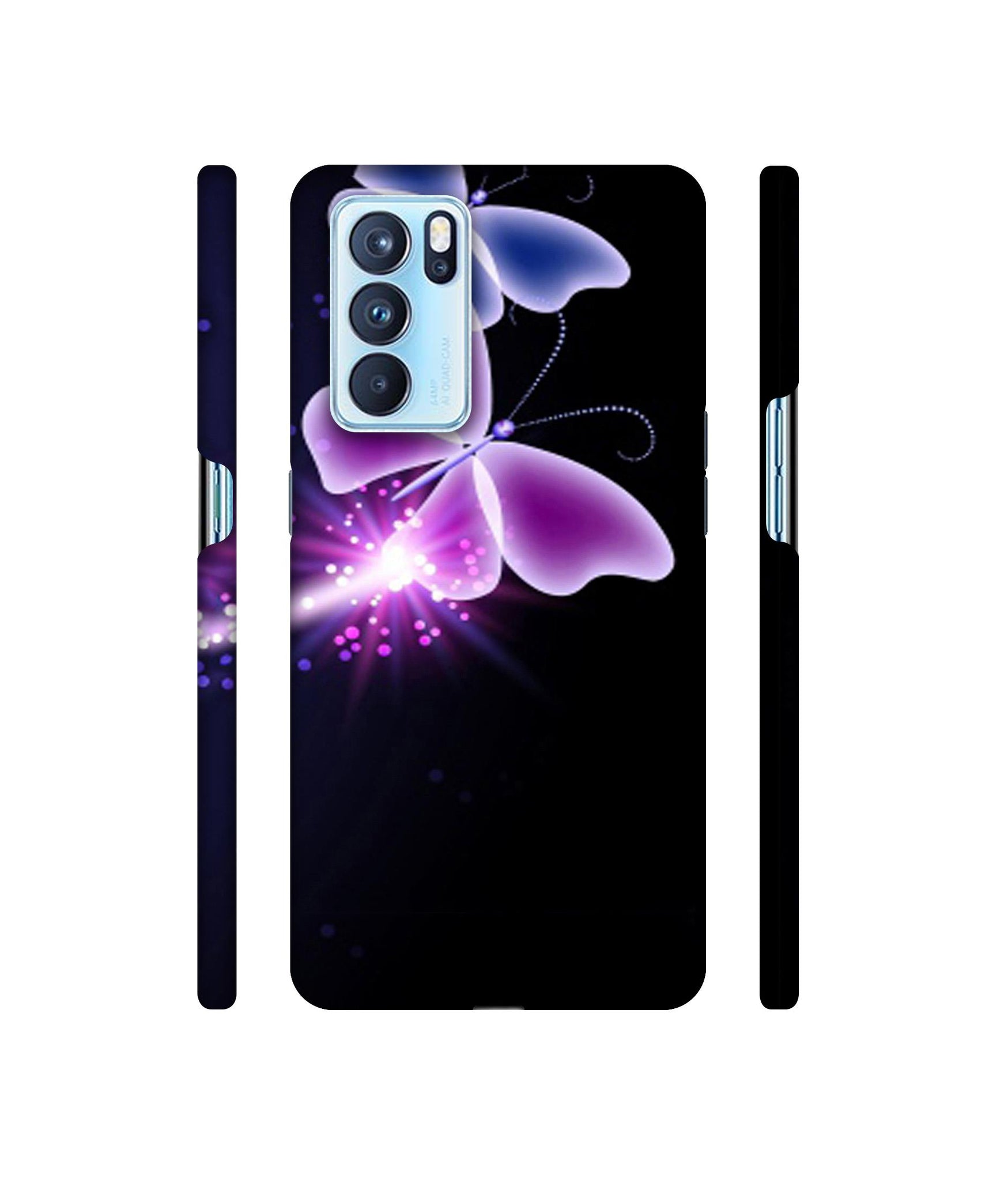 Neon Butterfly Light Abstract Shine Designer Hard Back Cover for Oppo Reno6 Pro 5G