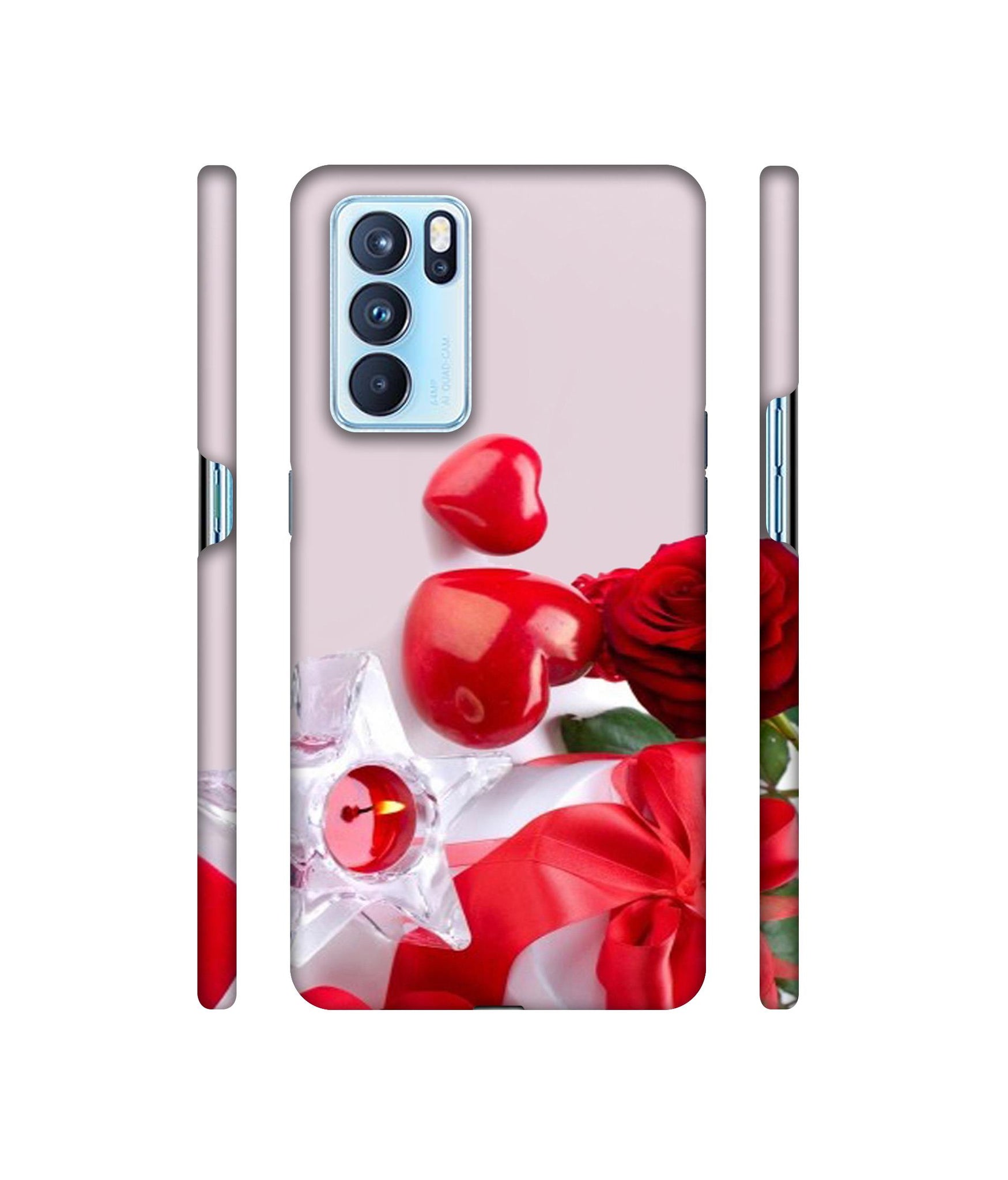Red Rose Heart Valentines Couple Designer Hard Back Cover for Oppo Reno6 Pro 5G