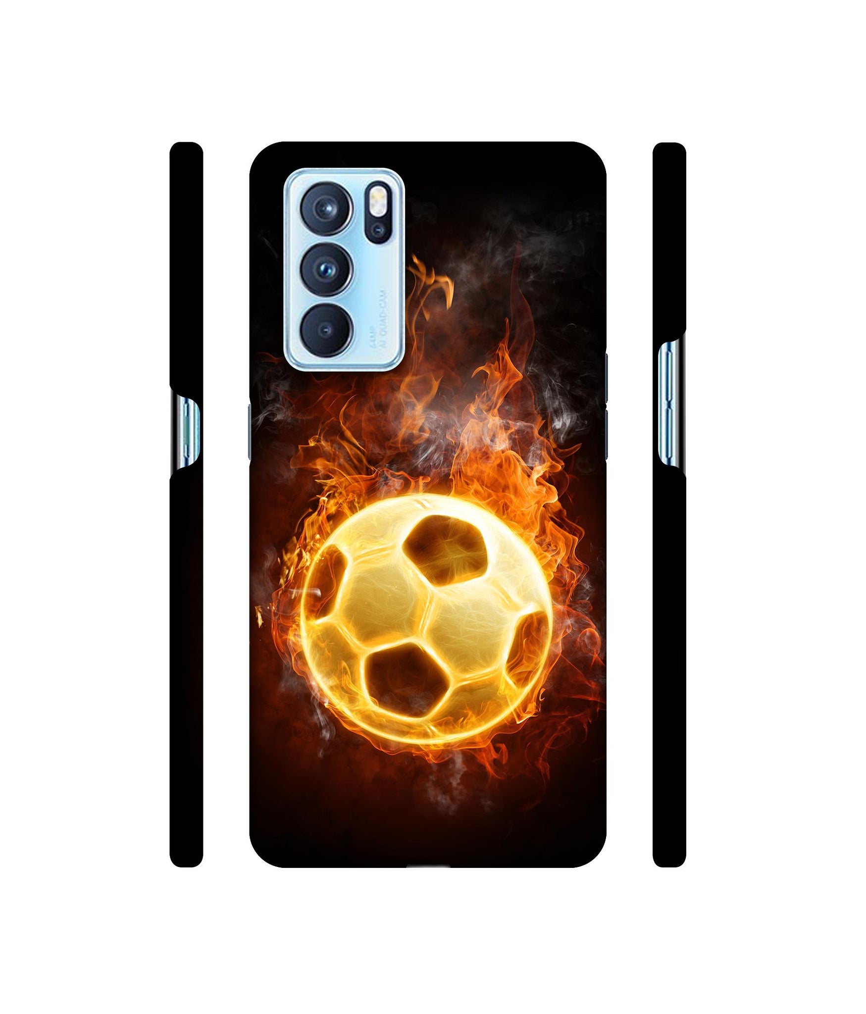 Football & Fire Designer Hard Back Cover for Oppo Reno6 Pro 5G