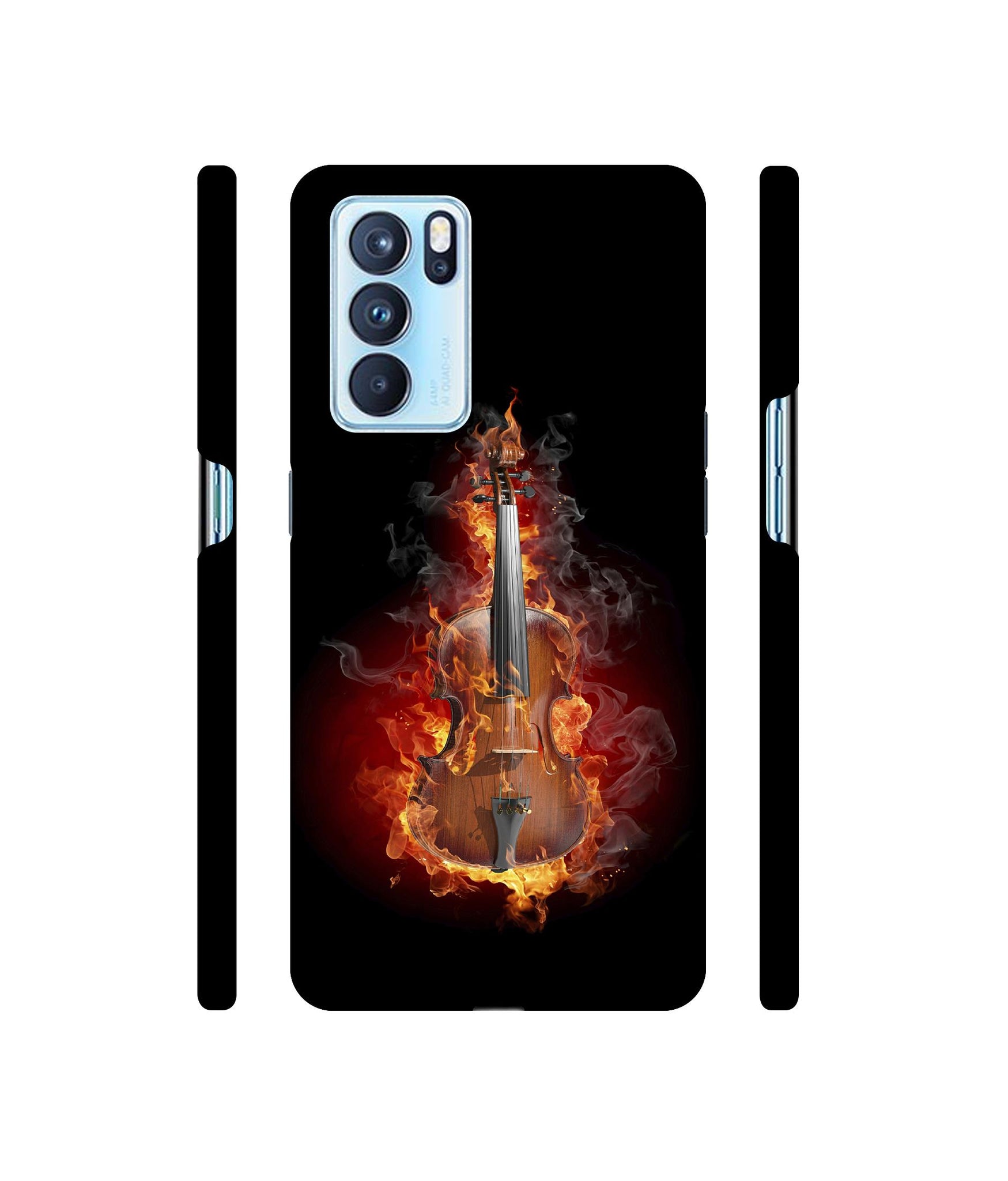 Burning Violin Designer Hard Back Cover for Oppo Reno6 Pro 5G